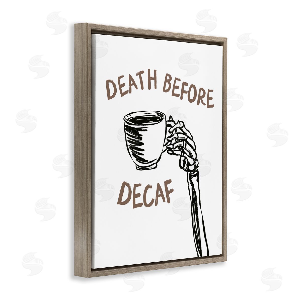 JJ Design House LLC Death Before Decaf Skeleton Canvas Wall Art Print