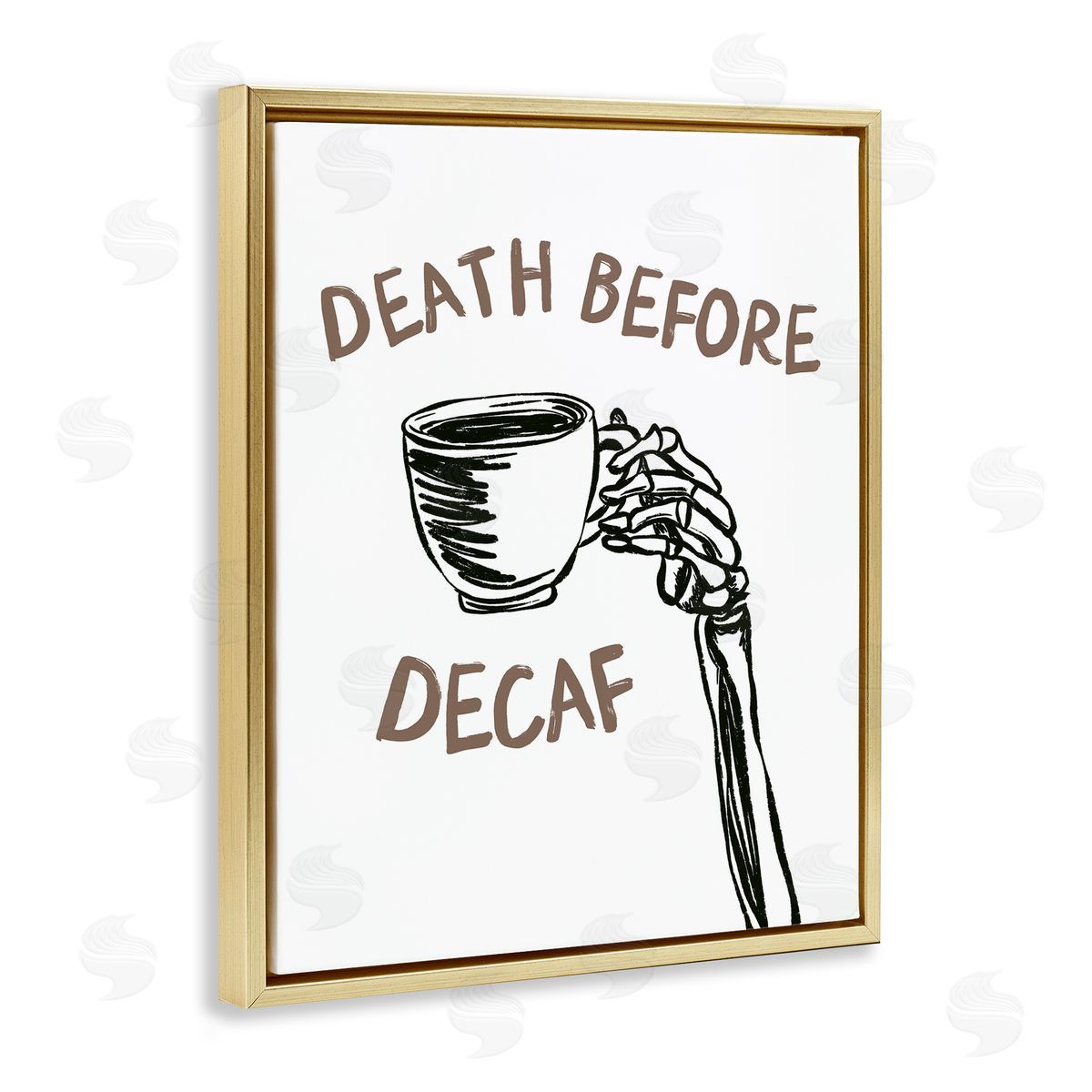 JJ Design House LLC Death Before Decaf Skeleton Canvas Wall Art Print
