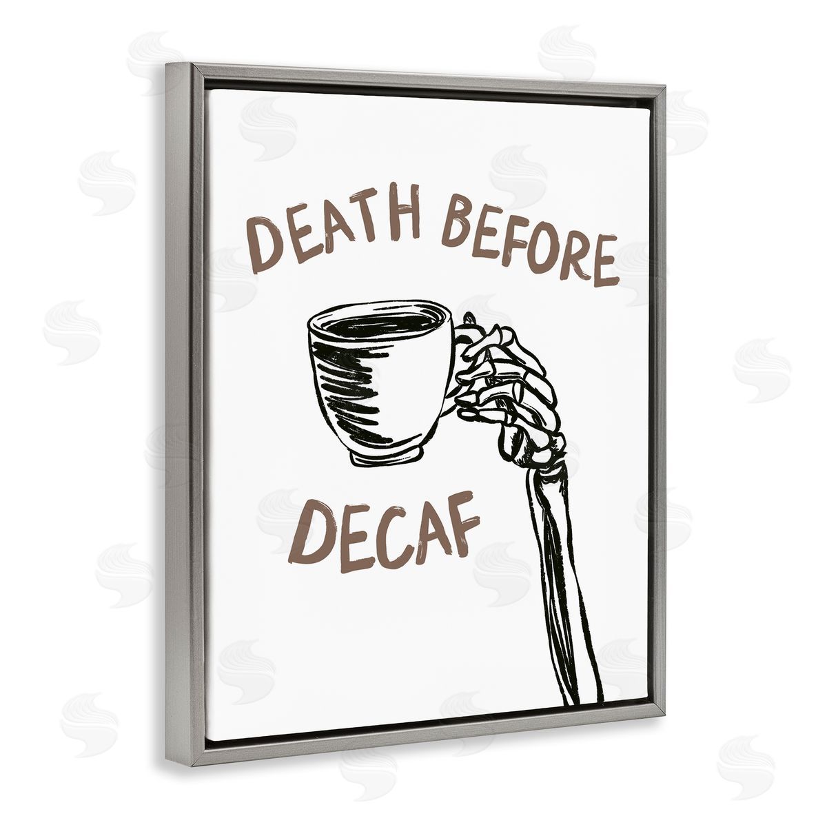 JJ Design House LLC Death Before Decaf Skeleton Canvas Wall Art Print