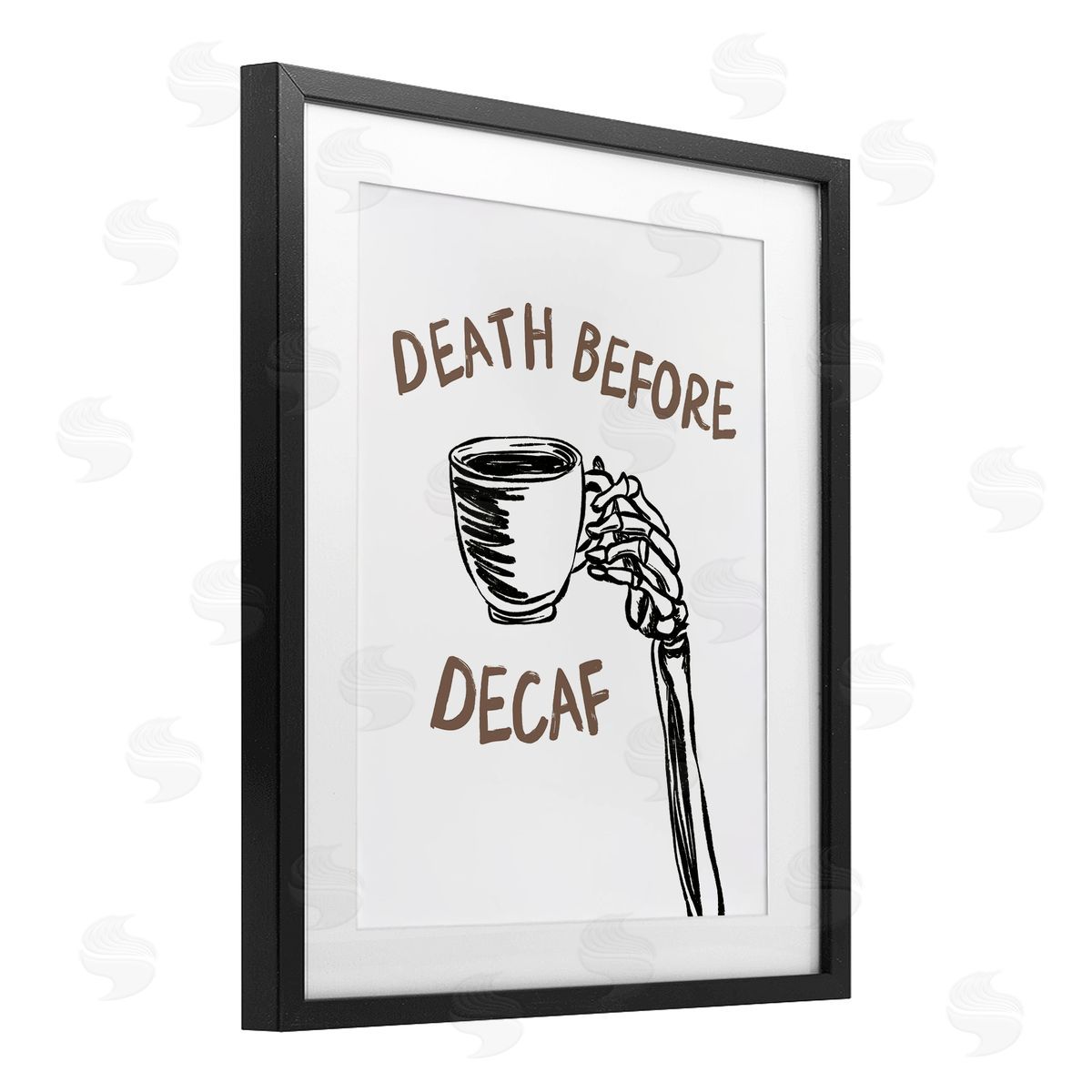 JJ Design House LLC Death Before Decaf Skeleton Canvas Wall Art Print