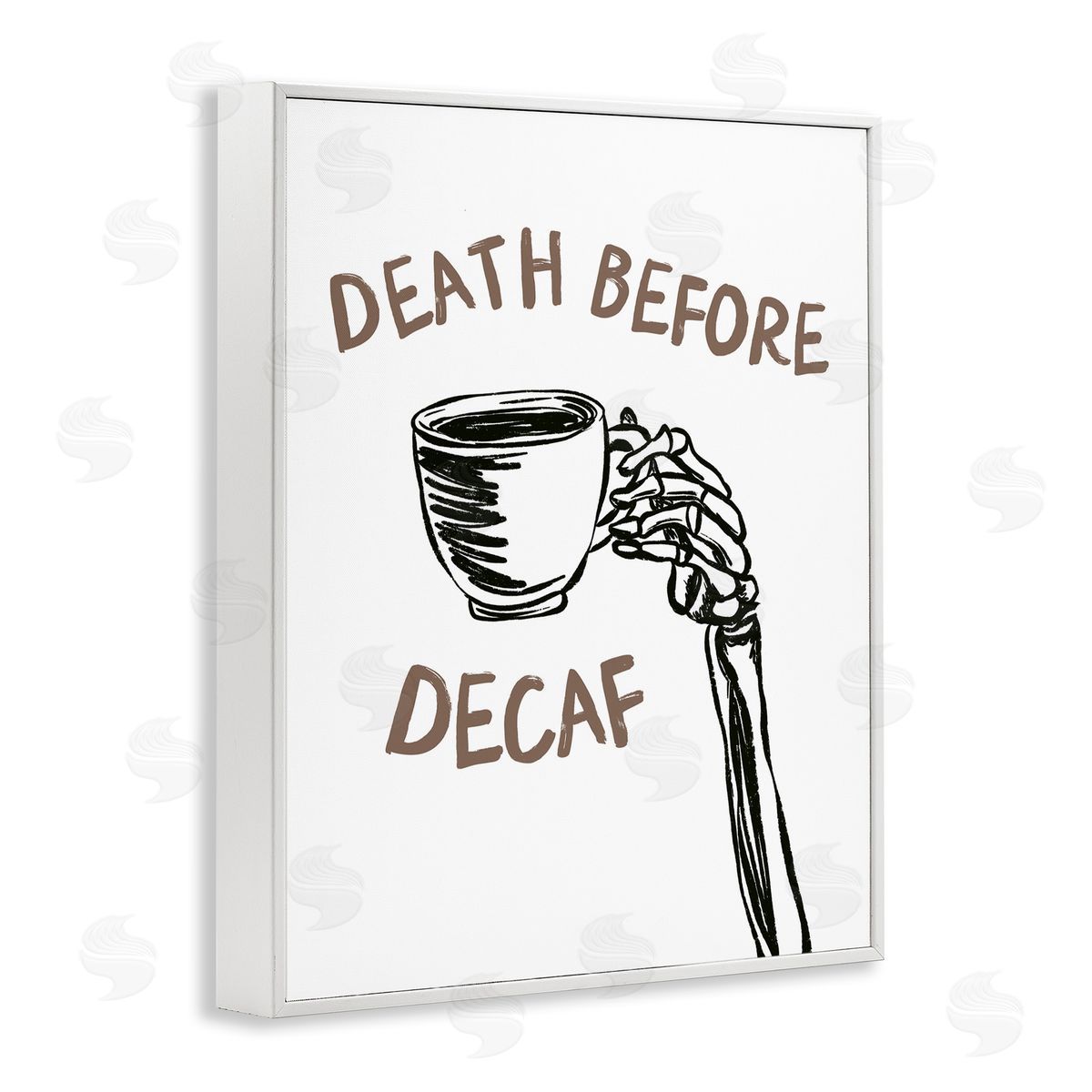 JJ Design House LLC Death Before Decaf Skeleton Canvas Wall Art Print