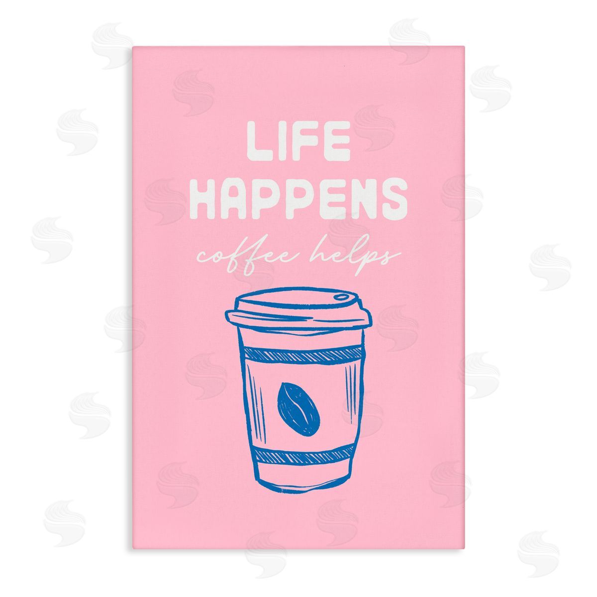 JJ Design House LLC Coffee Helps Life Happen on Pink Canvas Wall Art Print