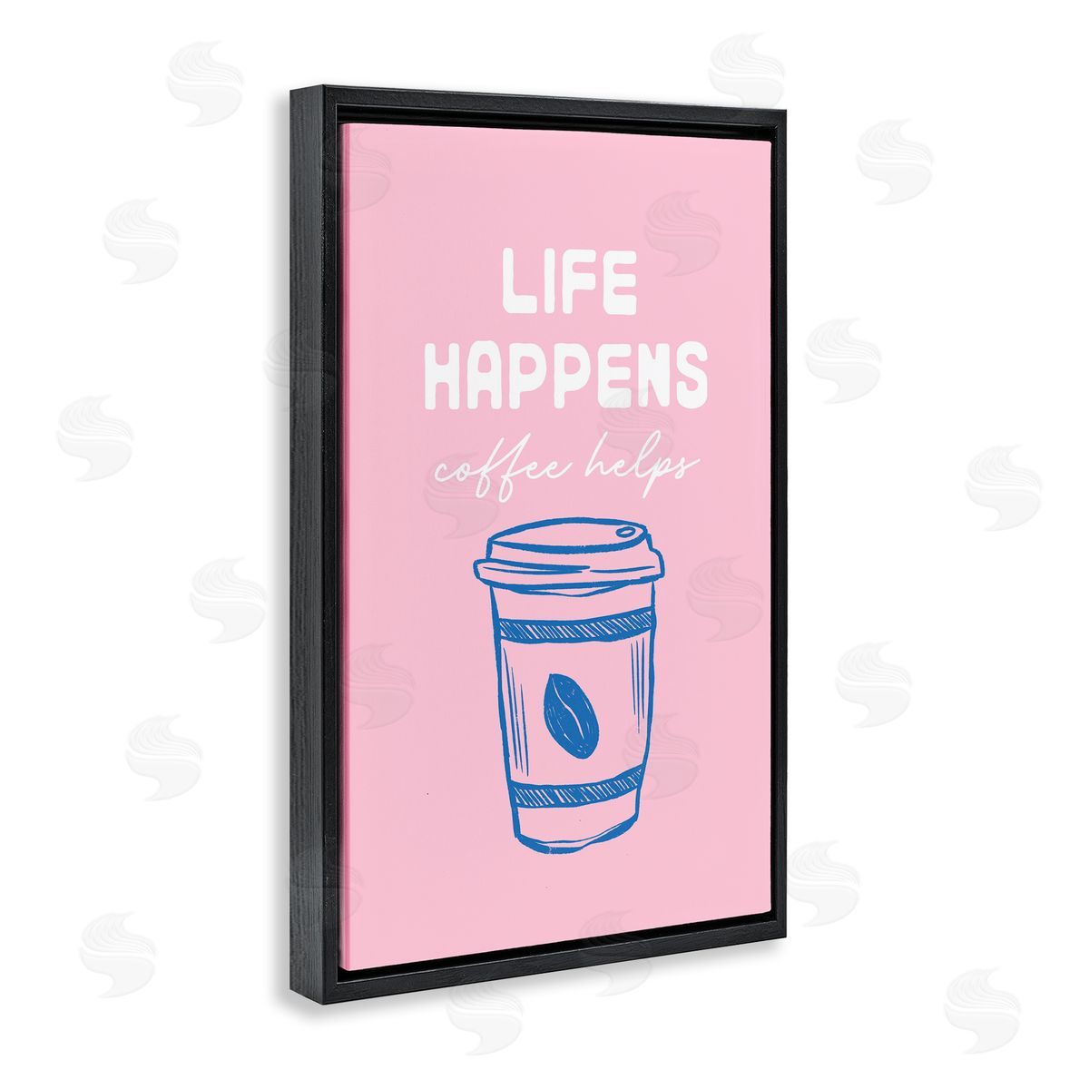 JJ Design House LLC Coffee Helps Life Happen on Pink Canvas Wall Art Print