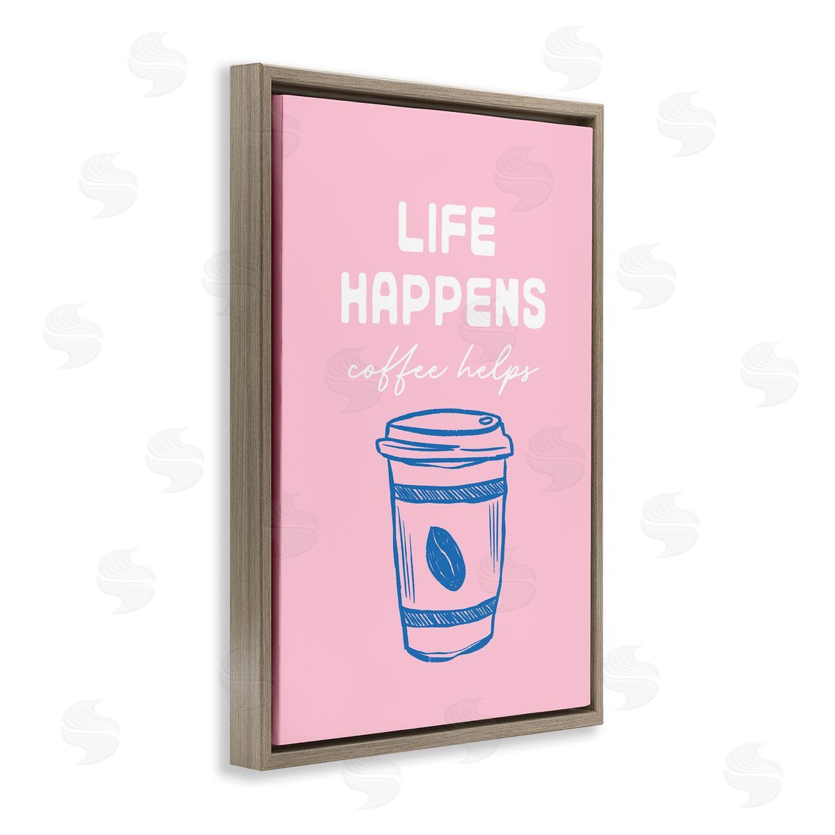 JJ Design House LLC Coffee Helps Life Happen on Pink Canvas Wall Art Print