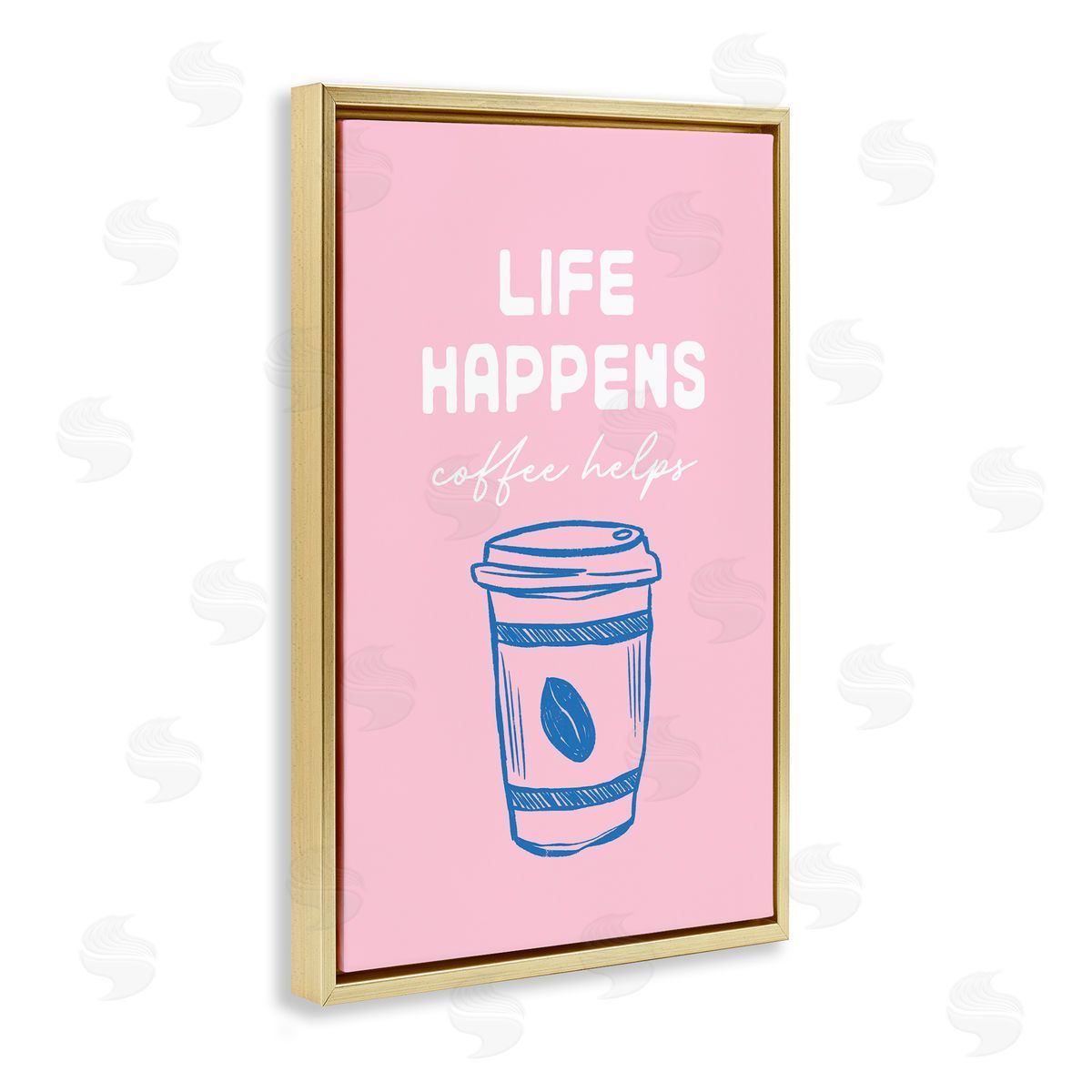 JJ Design House LLC Coffee Helps Life Happen on Pink Canvas Wall Art Print