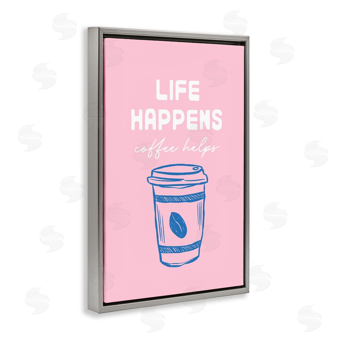 JJ Design House LLC Coffee Helps Life Happen on Pink Canvas Wall Art Print