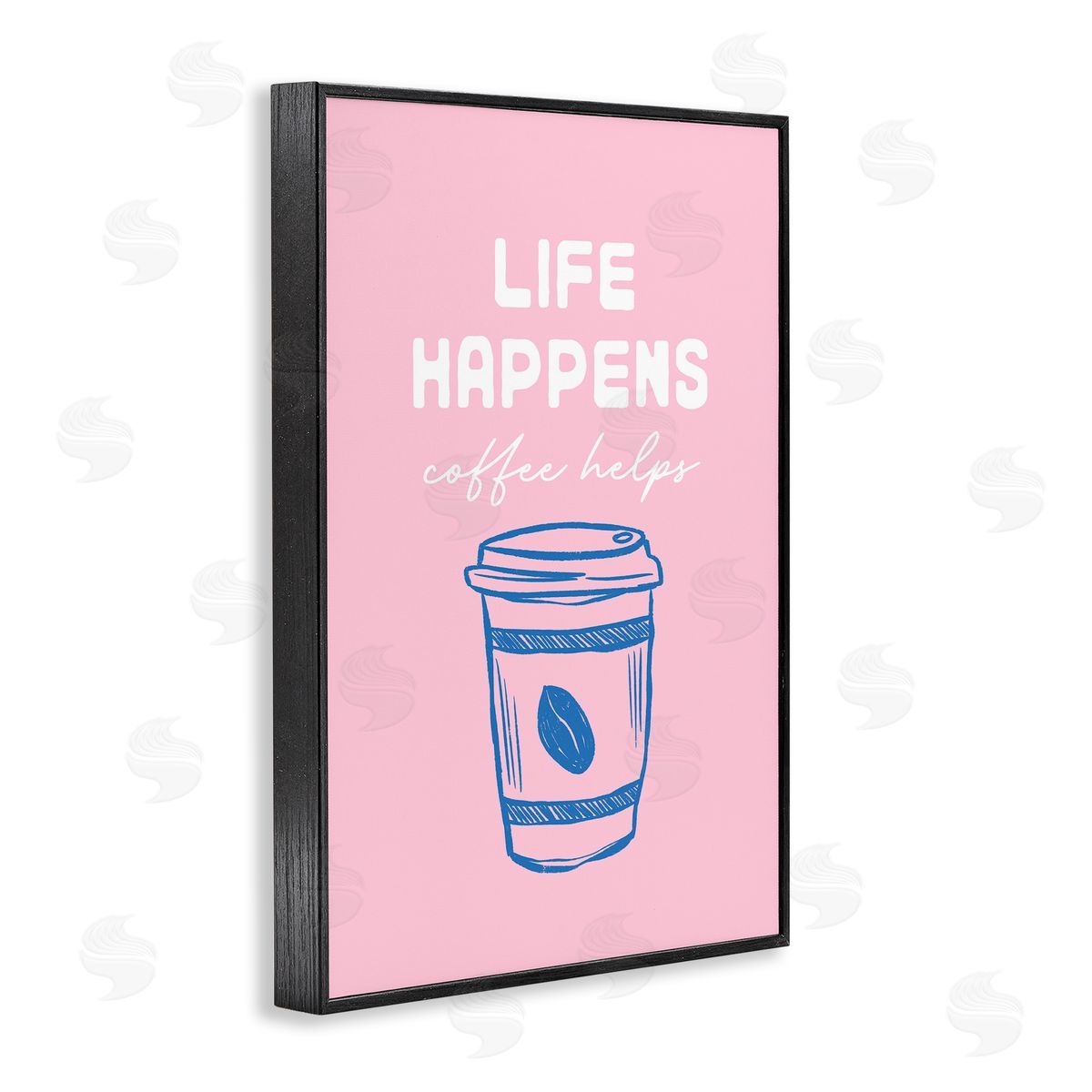 JJ Design House LLC Coffee Helps Life Happen on Pink Canvas Wall Art Print