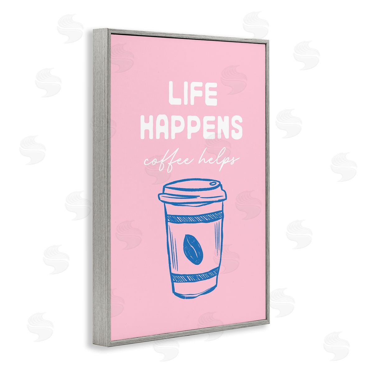 JJ Design House LLC Coffee Helps Life Happen on Pink Canvas Wall Art Print