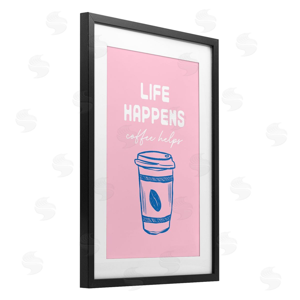 JJ Design House LLC Coffee Helps Life Happen on Pink Canvas Wall Art Print