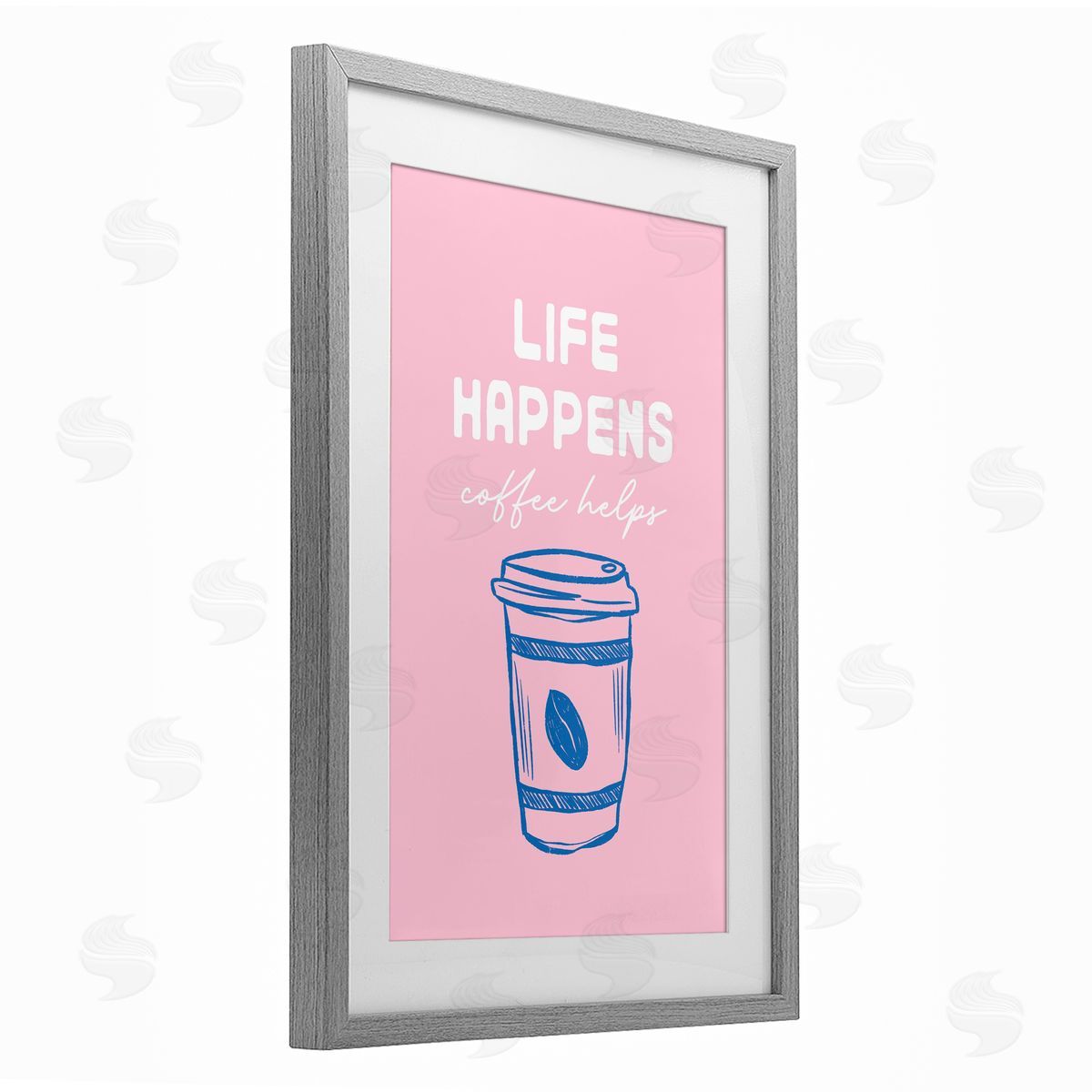 JJ Design House LLC Coffee Helps Life Happen on Pink Canvas Wall Art Print