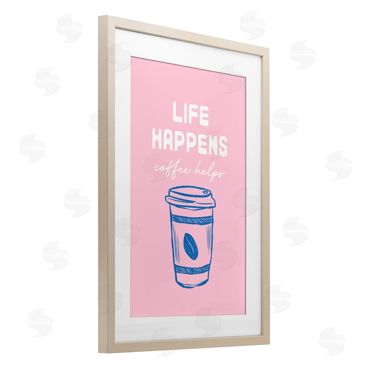 JJ Design House LLC Coffee Helps Life Happen on Pink Canvas Wall Art Print