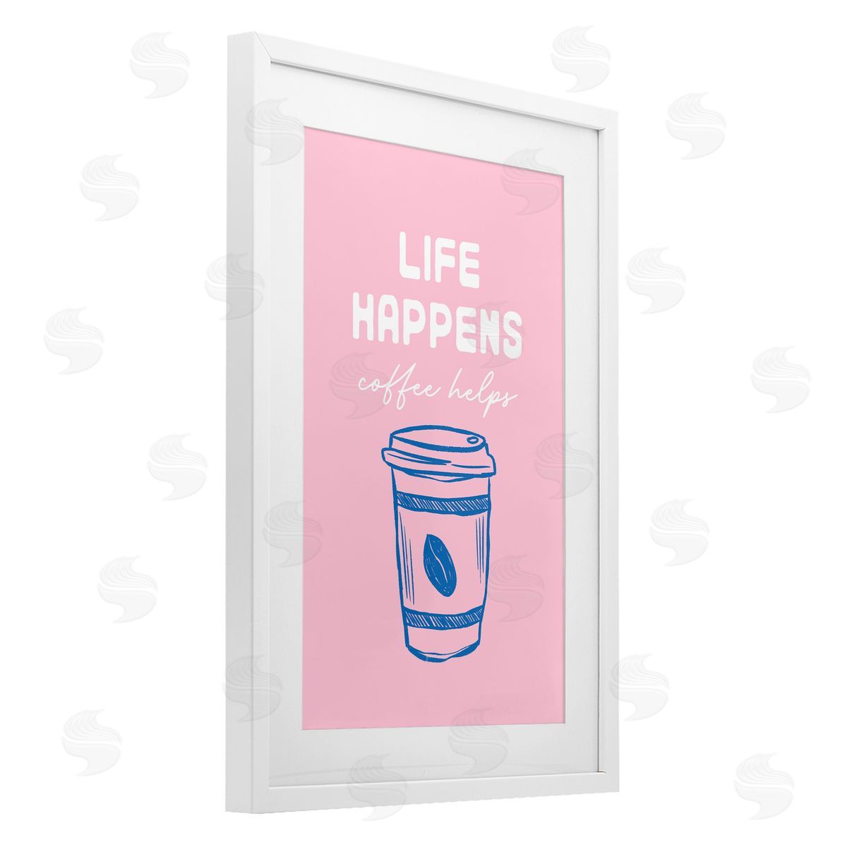 JJ Design House LLC Coffee Helps Life Happen on Pink Canvas Wall Art Print