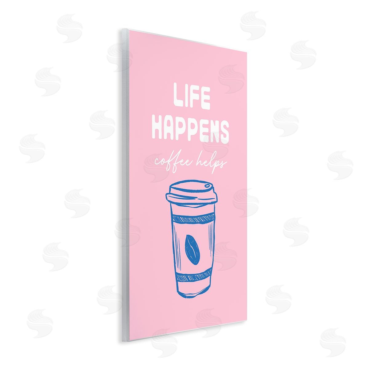 JJ Design House LLC Coffee Helps Life Happen on Pink Canvas Wall Art Print