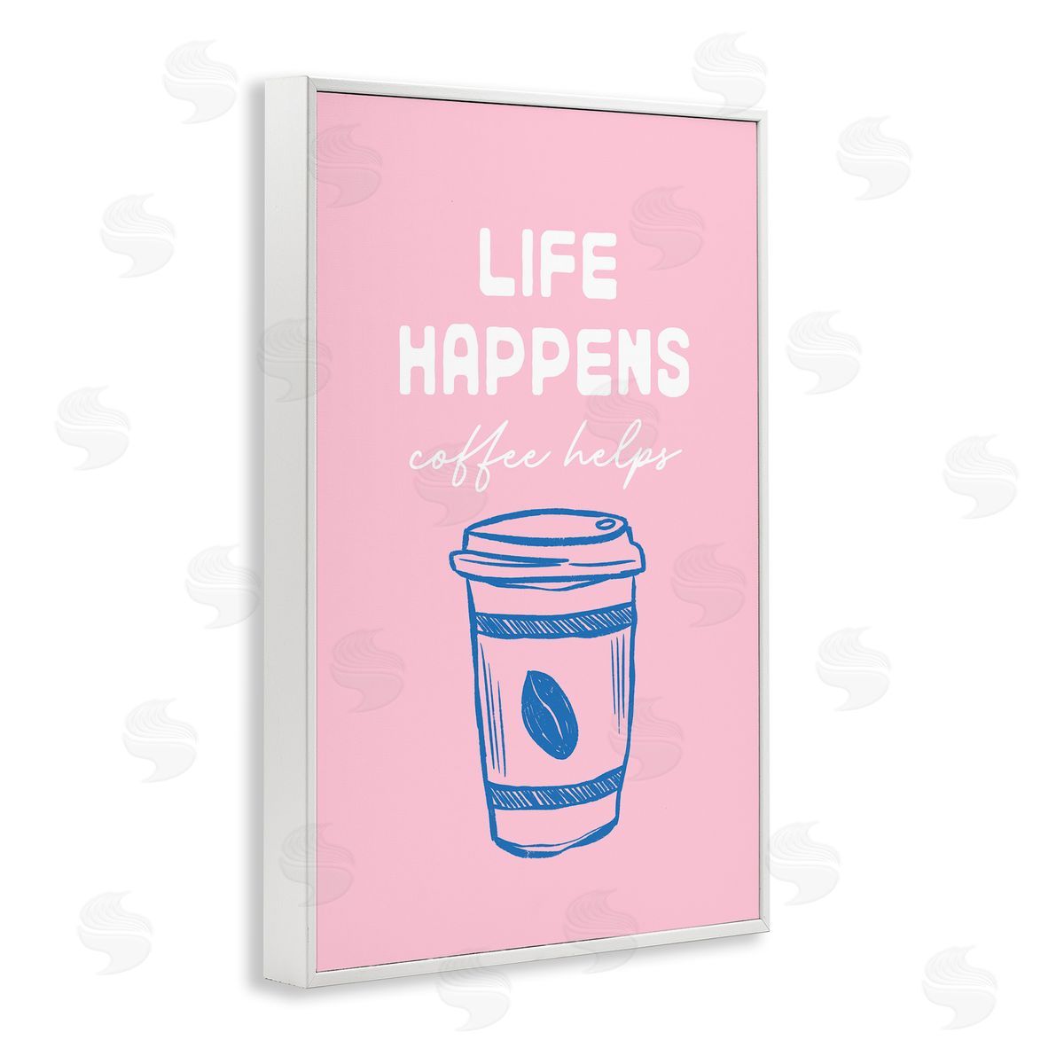 JJ Design House LLC Coffee Helps Life Happen on Pink Canvas Wall Art Print