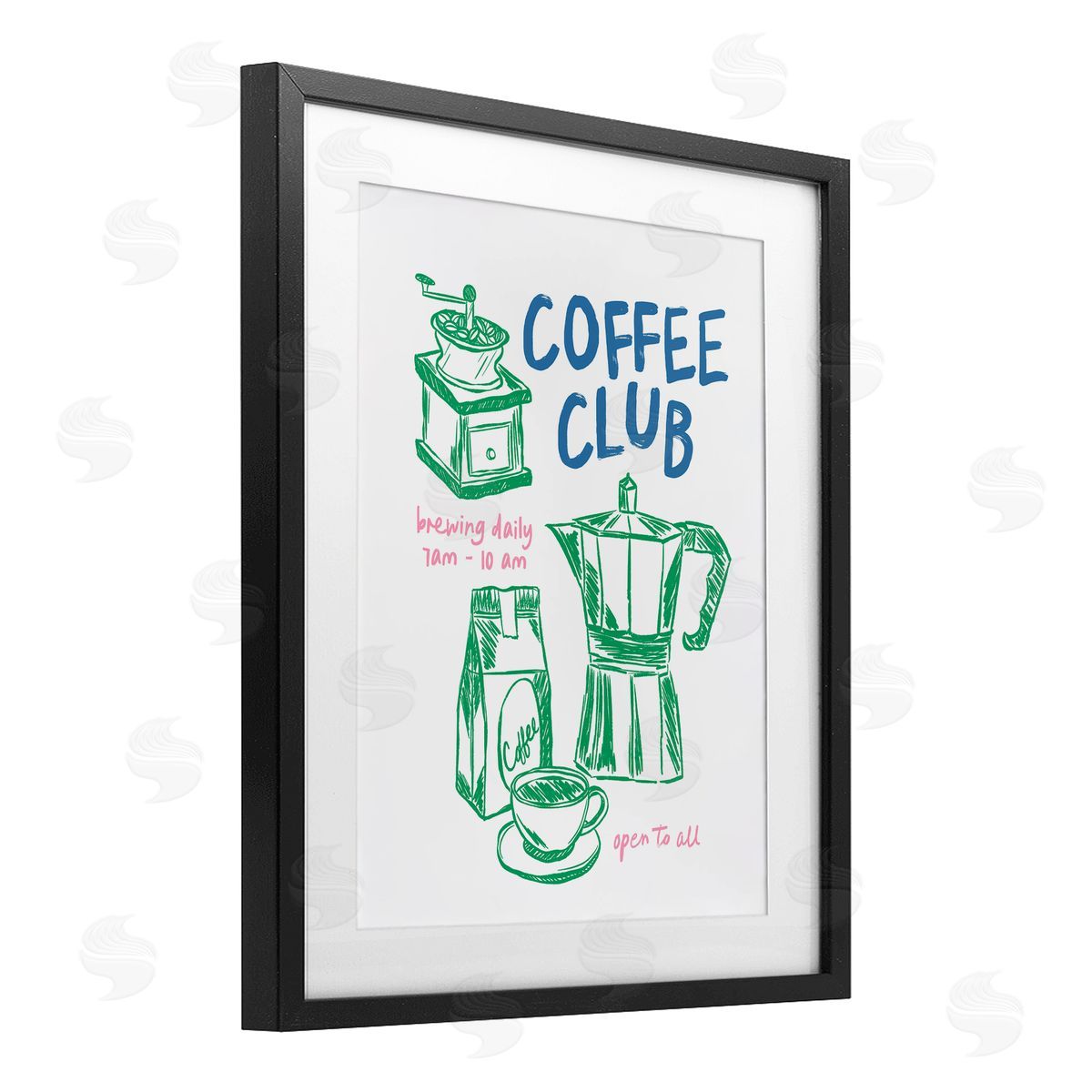 JJ Design House LLC Coffee Club Green & Blue Canvas Wall Art Print