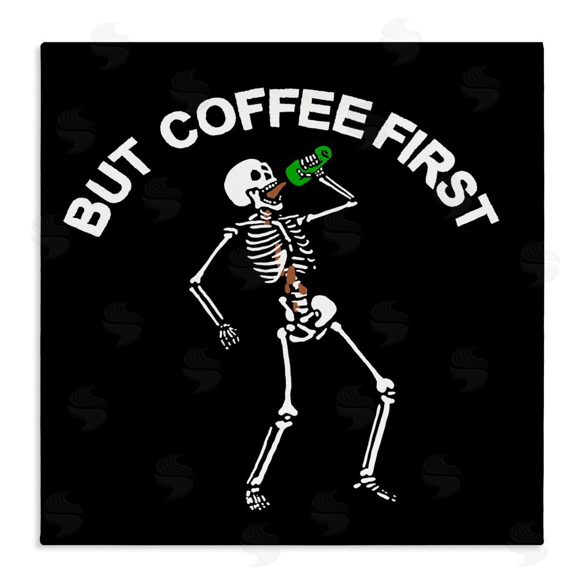 Jedco Brands, Inc. But Coffee First Skeleton Canvas Wall Art Print