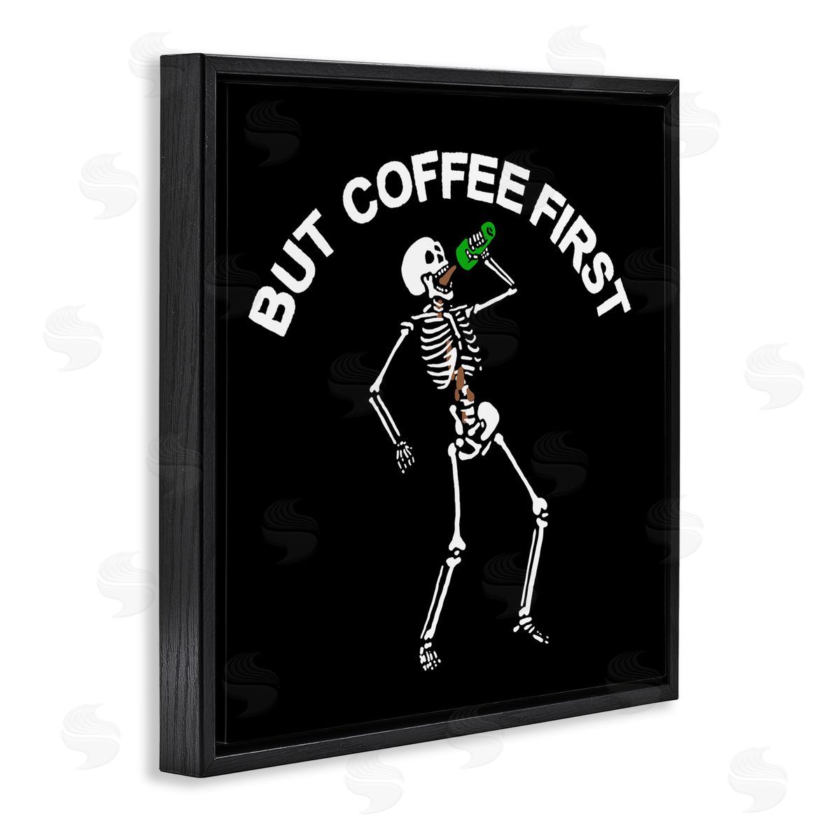 Jedco Brands, Inc. But Coffee First Skeleton Canvas Wall Art Print