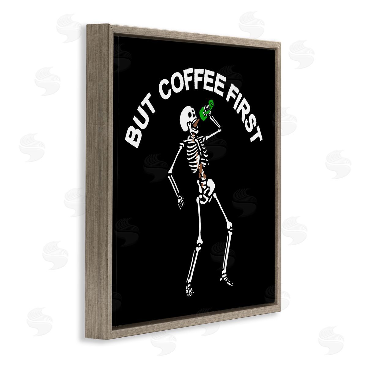 Jedco Brands, Inc. But Coffee First Skeleton Canvas Wall Art Print