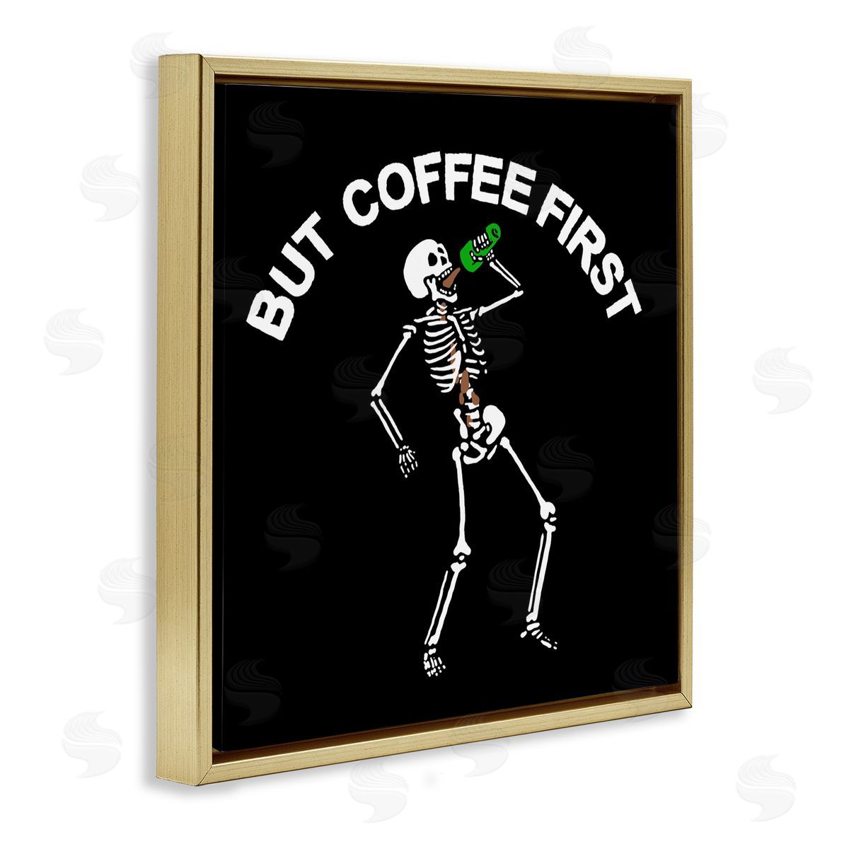 Jedco Brands, Inc. But Coffee First Skeleton Canvas Wall Art Print