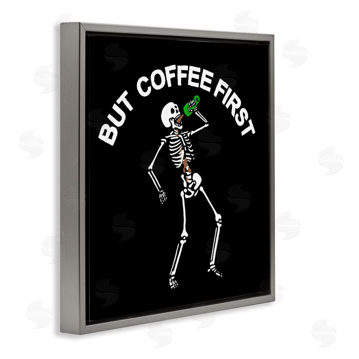 Jedco Brands, Inc. But Coffee First Skeleton Canvas Wall Art Print