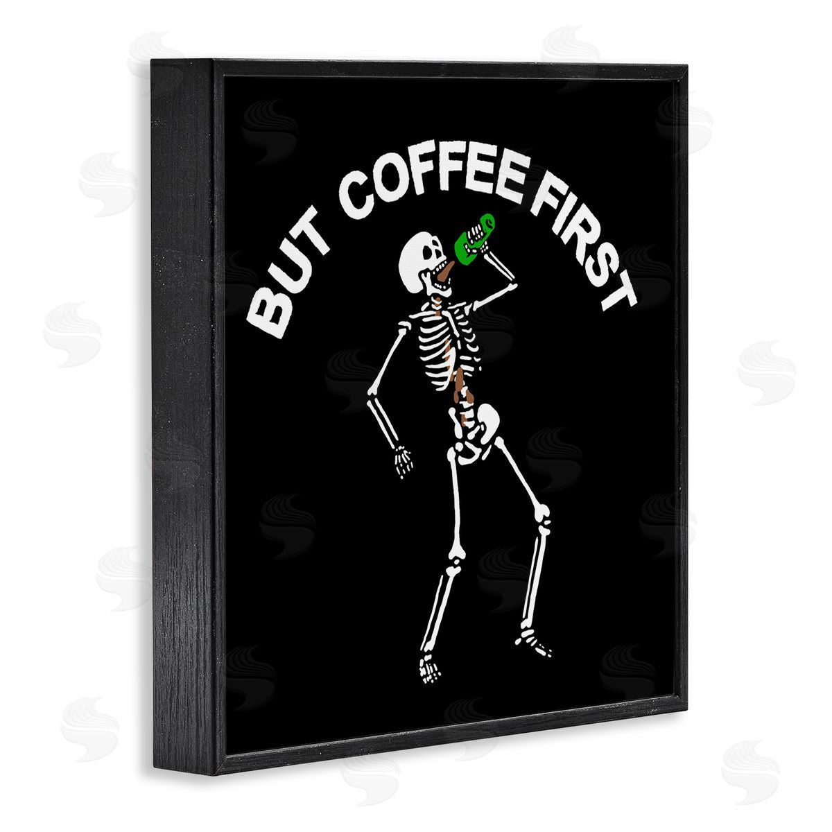Jedco Brands, Inc. But Coffee First Skeleton Canvas Wall Art Print