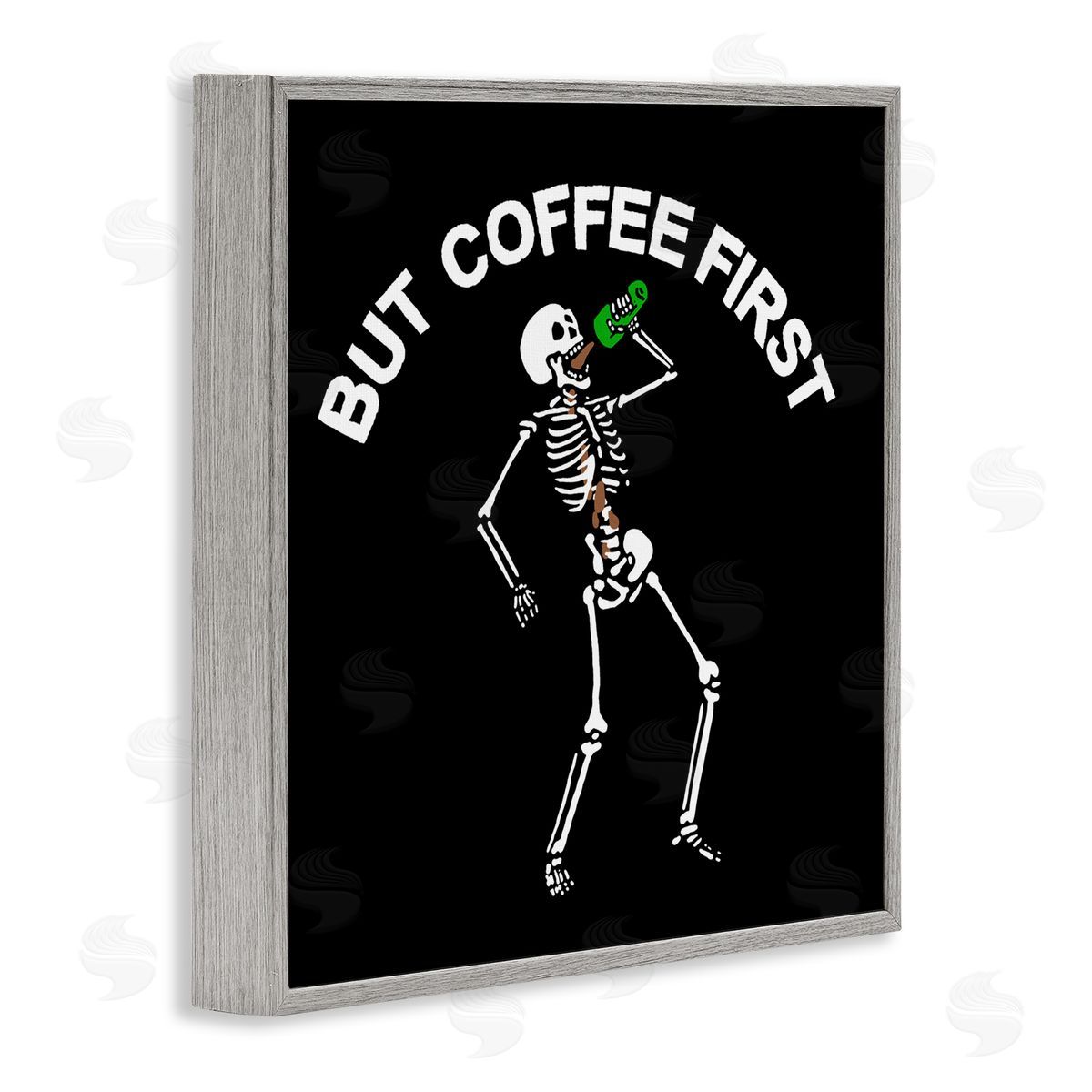 Jedco Brands, Inc. But Coffee First Skeleton Canvas Wall Art Print