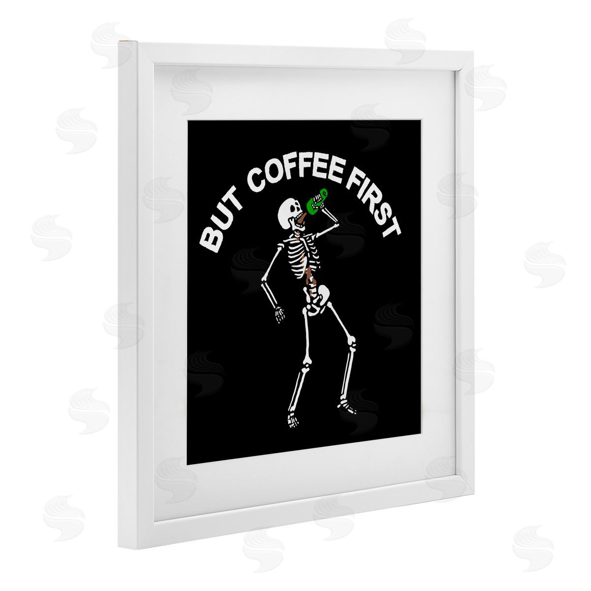 Jedco Brands, Inc. But Coffee First Skeleton Canvas Wall Art Print