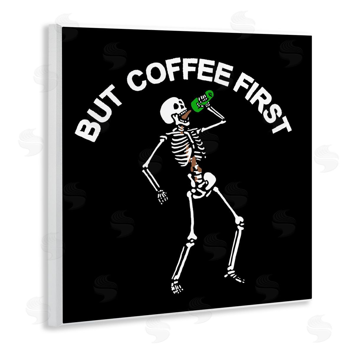Jedco Brands, Inc. But Coffee First Skeleton Canvas Wall Art Print