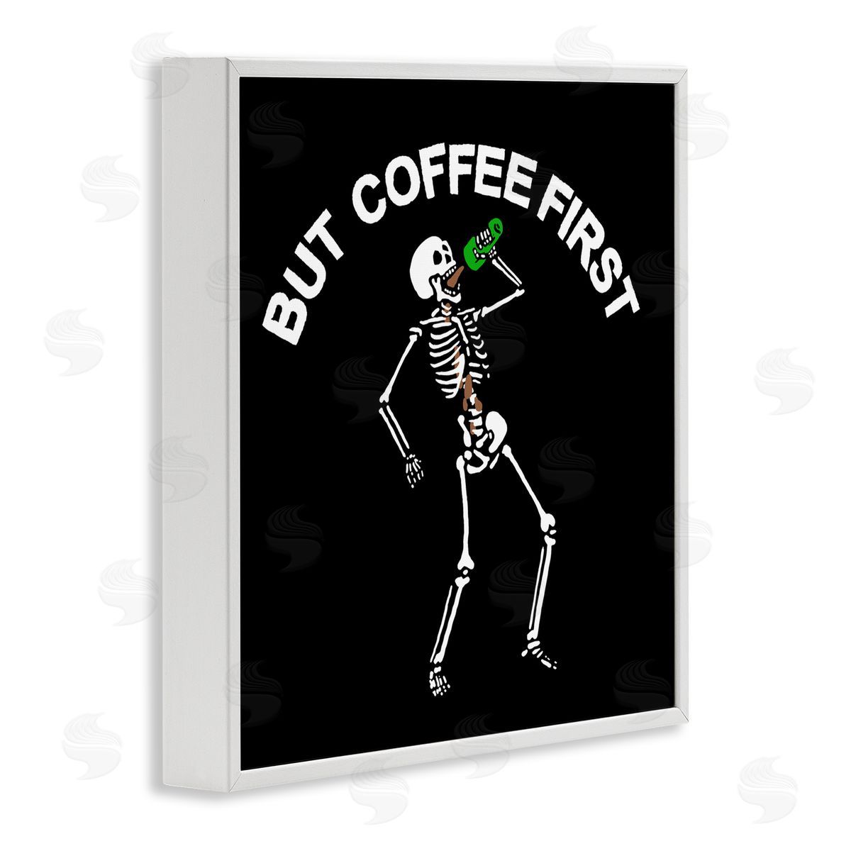 Jedco Brands, Inc. But Coffee First Skeleton Canvas Wall Art Print