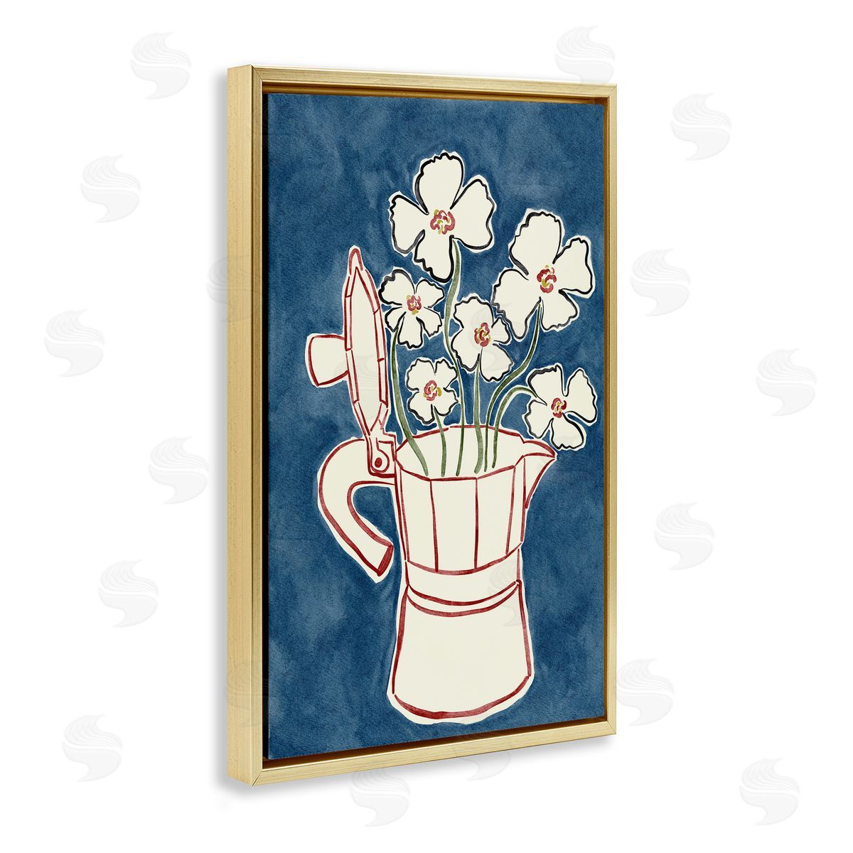 JJ Design House LLC Moka Pot Flowers Canvas Wall Art Print