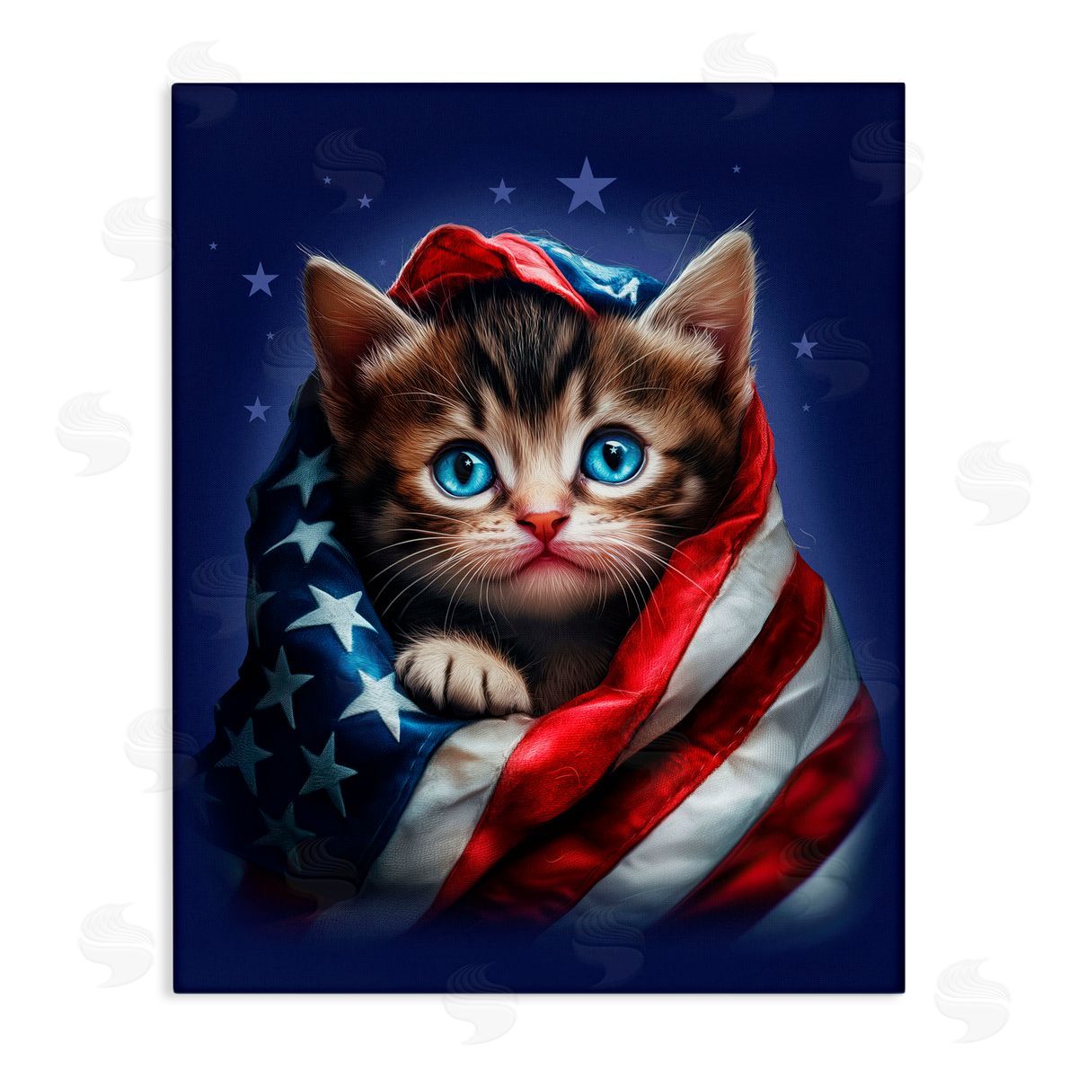 Jim Baldwin Patriotic Kitten Flag Canvas Wall Art Print