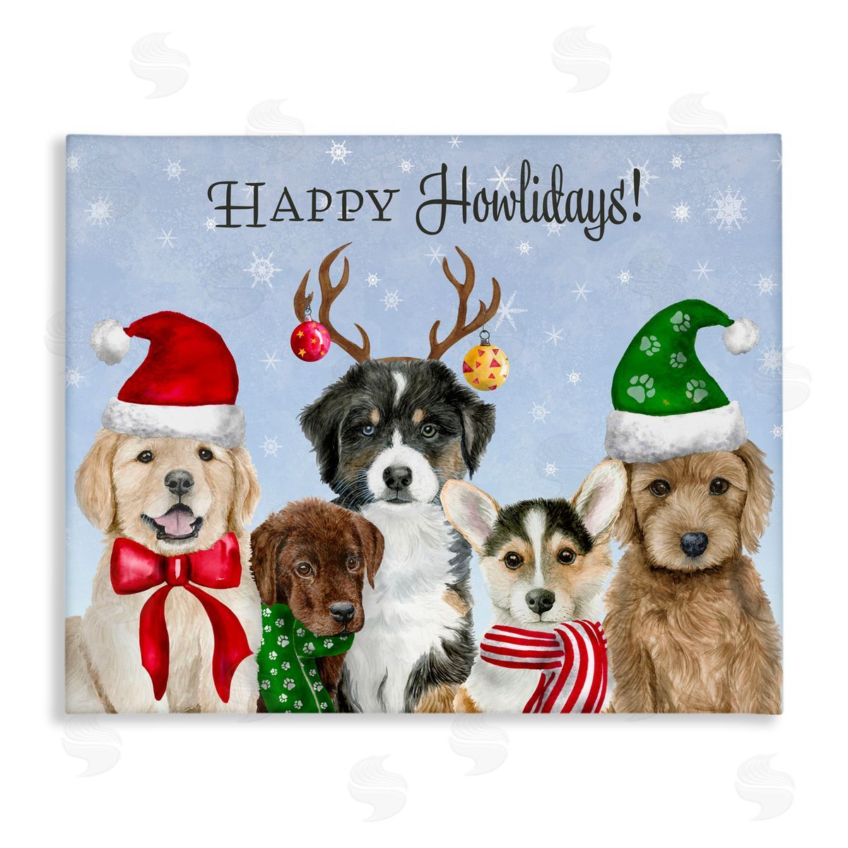 Brett Blumenthal Happy Howlidays Seasonal Puppies Canvas Wall Art Print