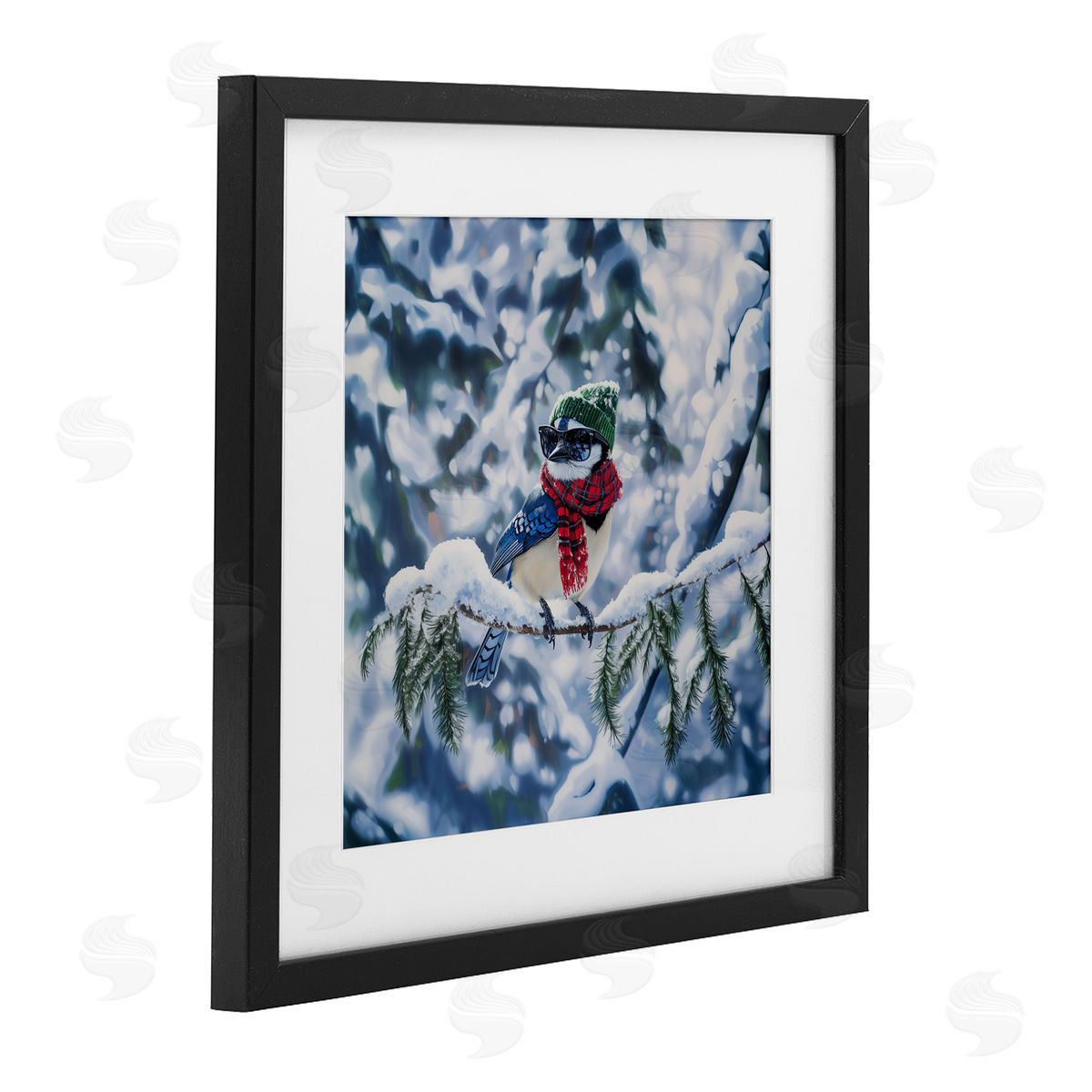 Jim Baldwin Christmas Blue Jay Perched Canvas Wall Art Print