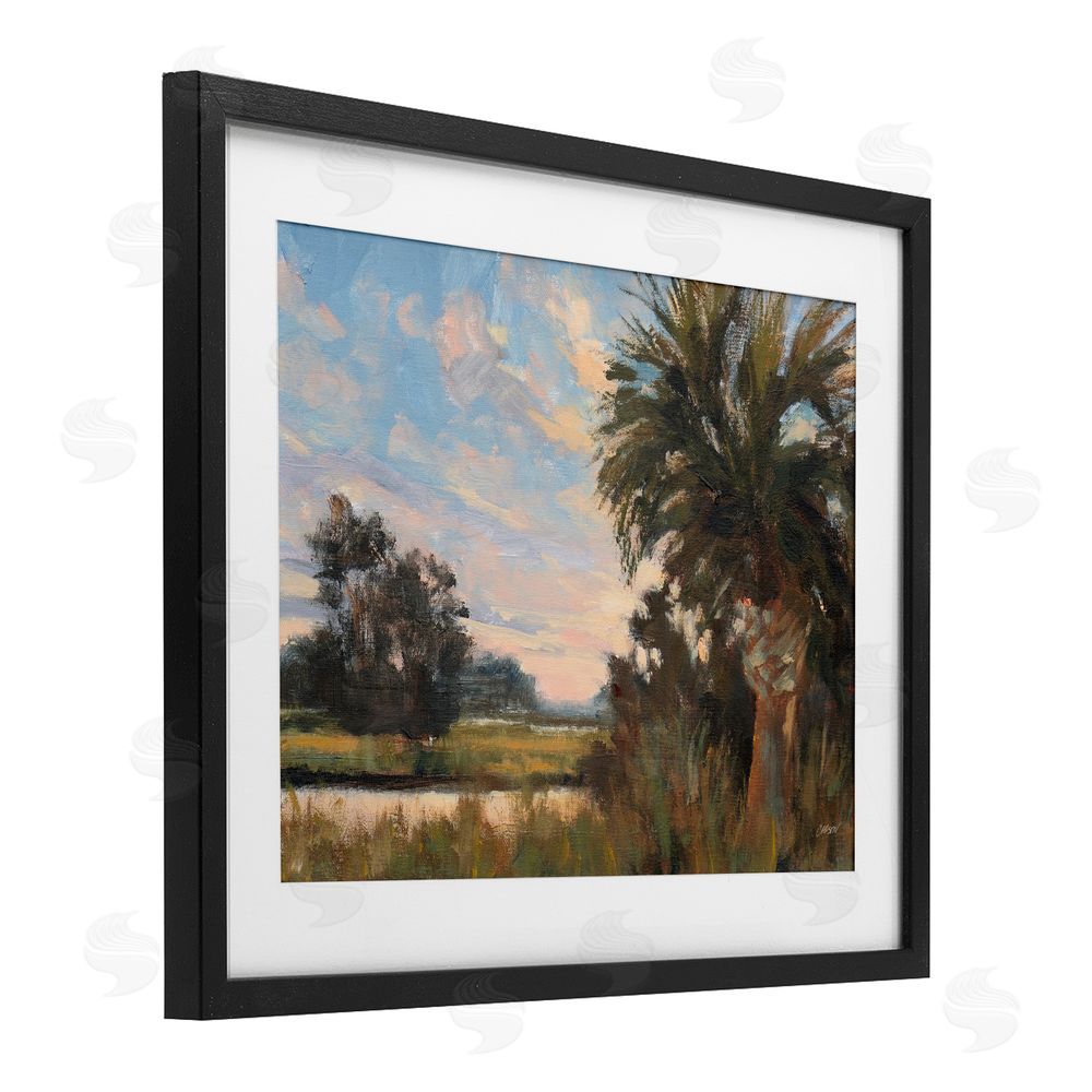 Carson Overstreet Palmetto Sunset Landscape Black Framed Print Under Glass Art