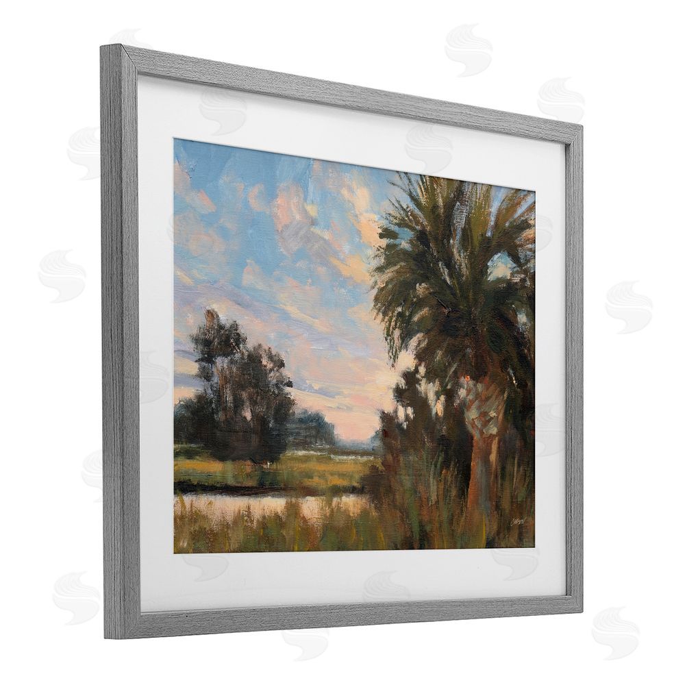 Carson Overstreet Palmetto Sunset Landscape Gray Framed Print Under Glass Art