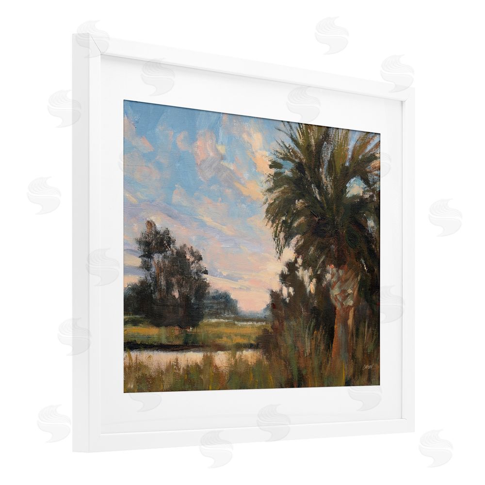 Carson Overstreet Palmetto Sunset Landscape White Framed Print Under Glass Art
