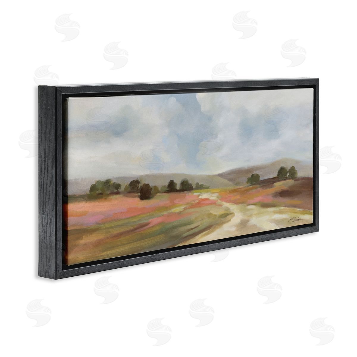 Silvia Vassileva Scenic Wide Fields Black Floating Frame Canvas Wall Art Print