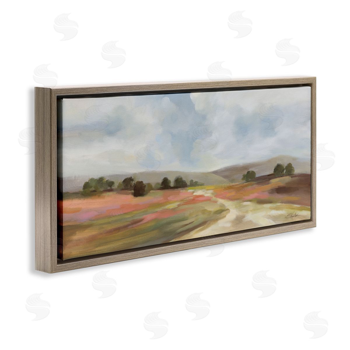 Silvia Vassileva Scenic Wide Fields Brown Floating Frame Canvas Art Print