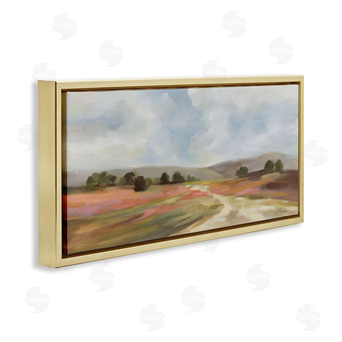Silvia Vassileva Scenic Wide Fields Gold Floating Frame Canvas Art Print