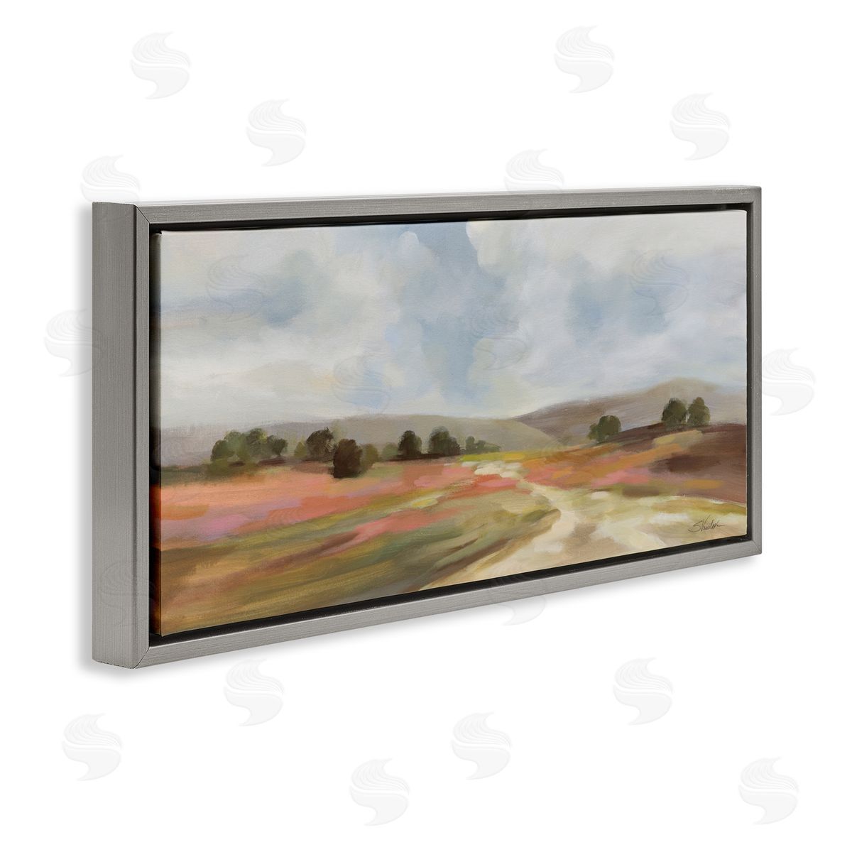 Silvia Vassileva Scenic Wide Fields Gray Floating Frame Canvas Art Print