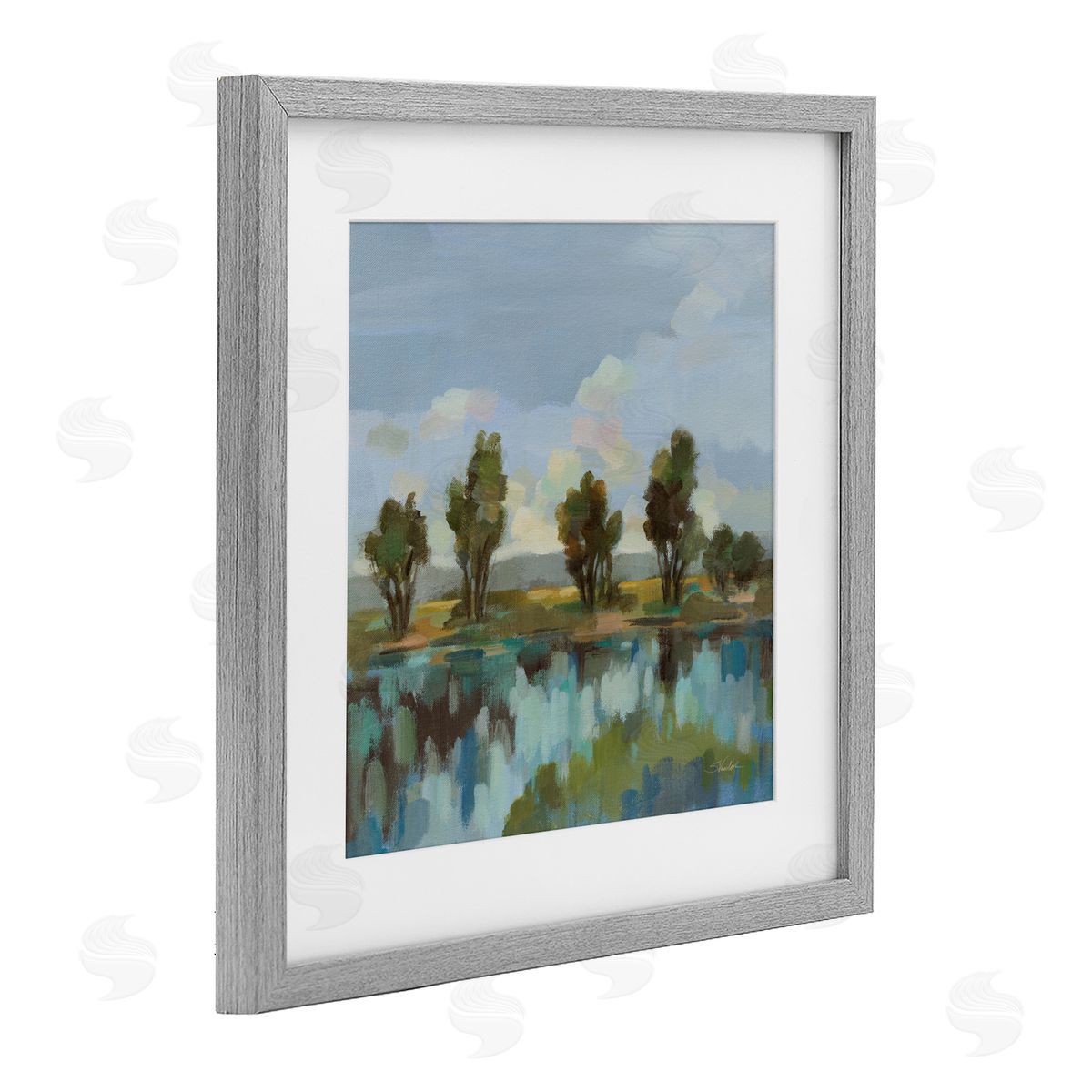 Silvia Vassileva Scenic River Reflections Gray Framed Print Under Glass Art