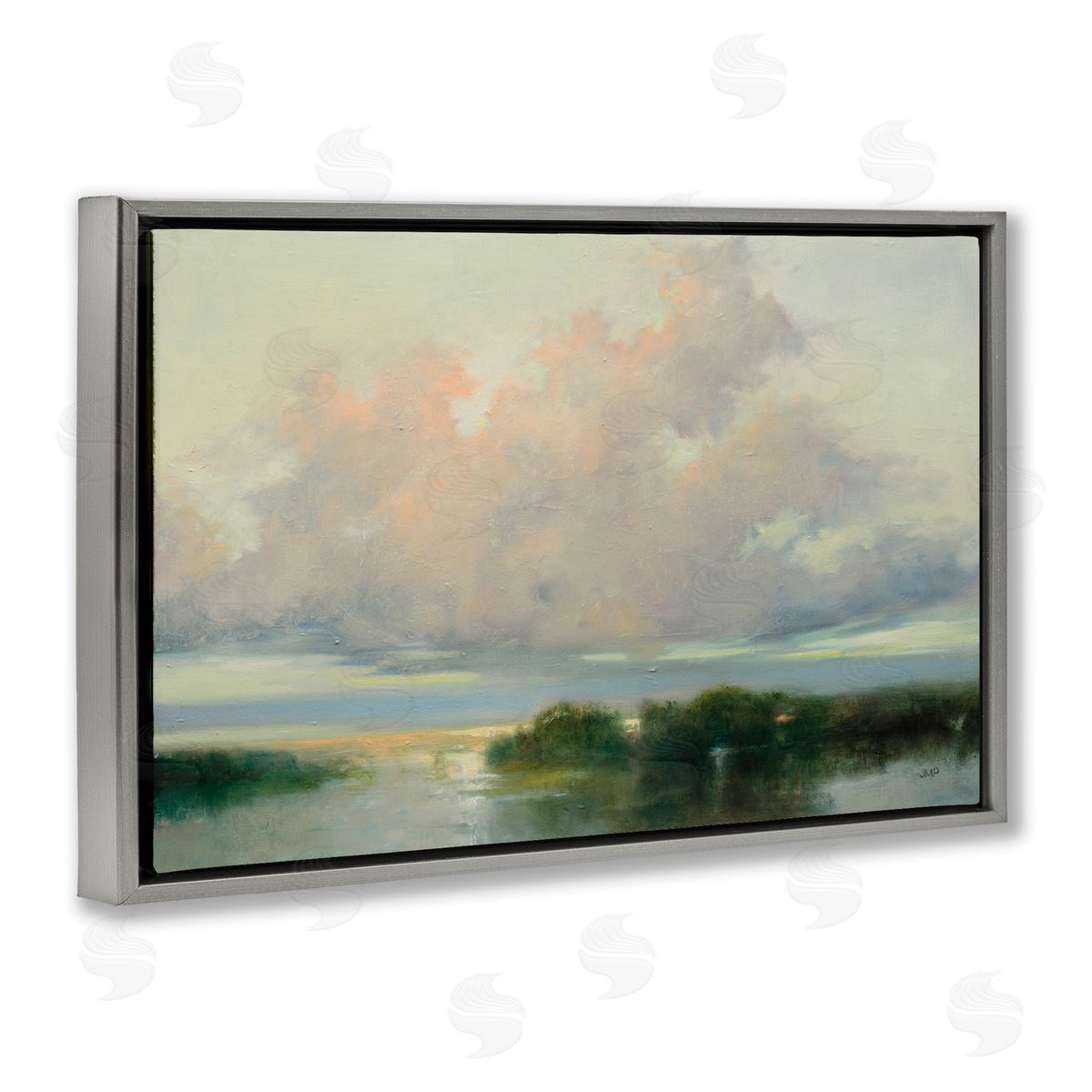Julia Purinton Clouds And Currents View Gray Floating Frame Canvas Art Print