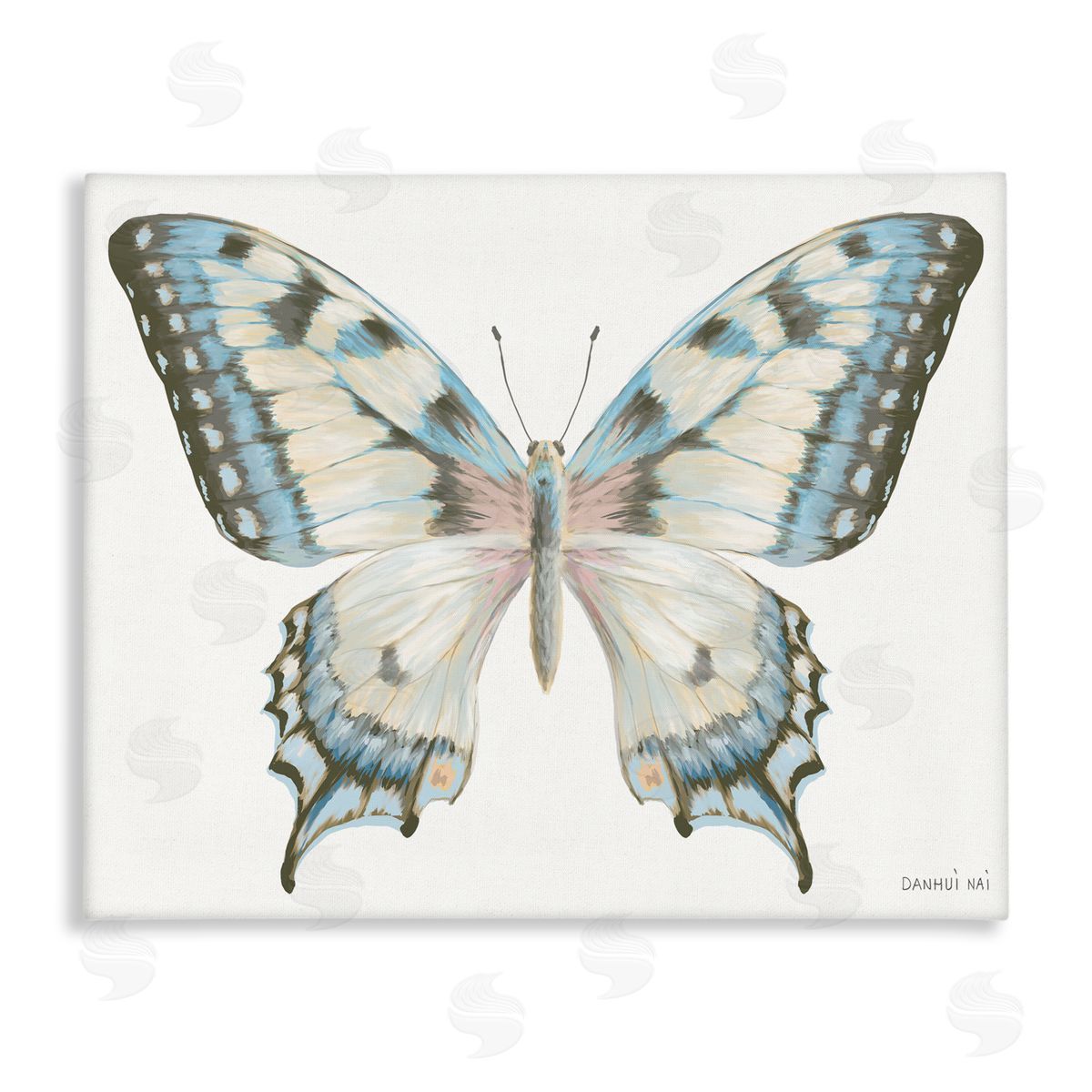 Danhui Nai Blue Brown Accent Butterfly Canvas Wall Art Print