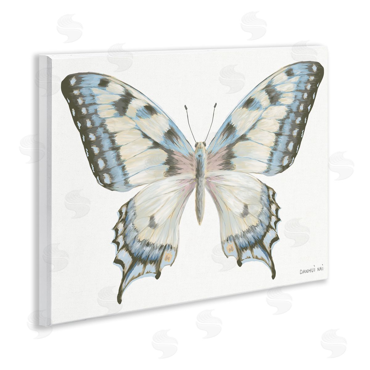 Danhui Nai Blue Brown Accent Butterfly Wall Plaque Art Print
