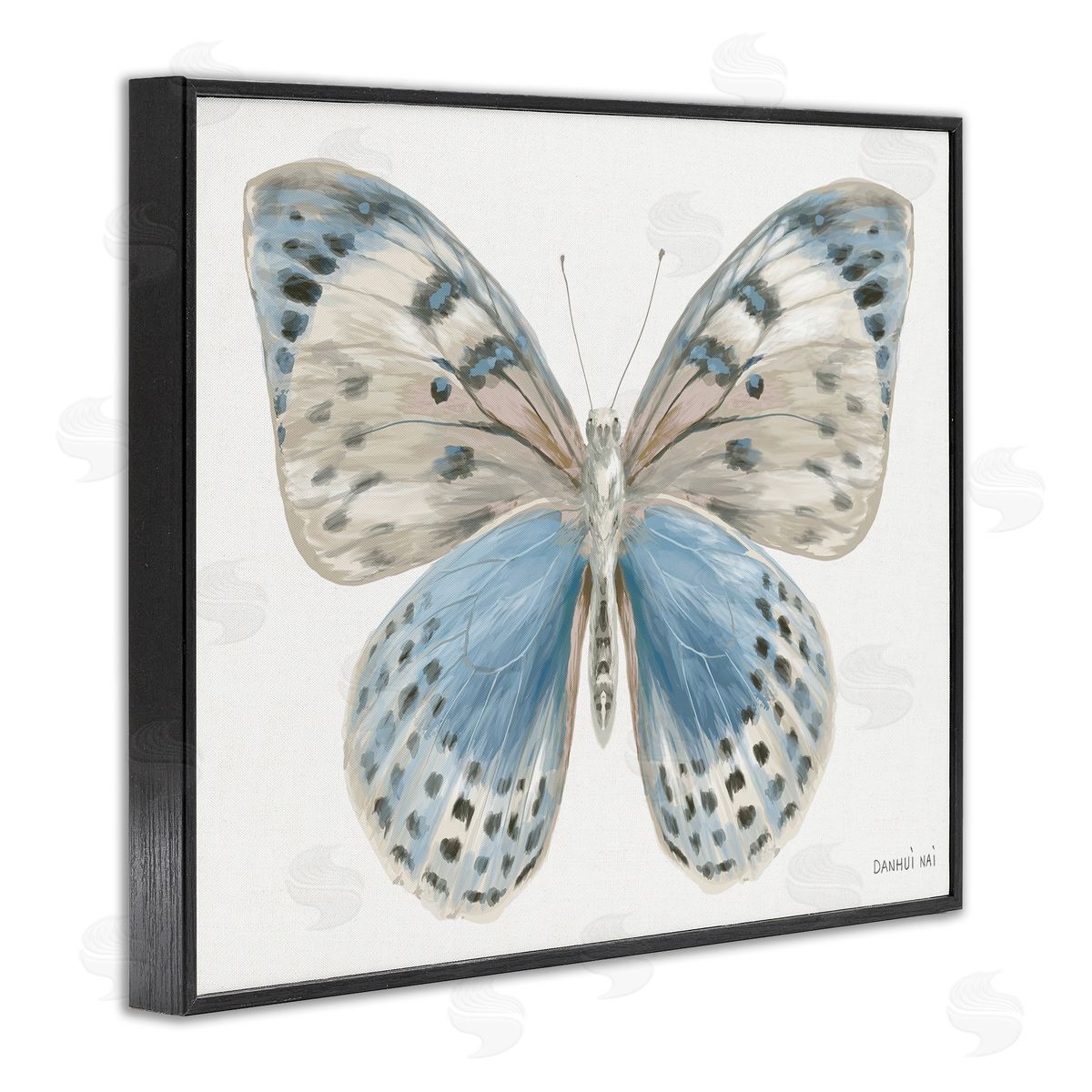 Danhui Nai Blue & White Butterfly Black Framed Giclee Art Print