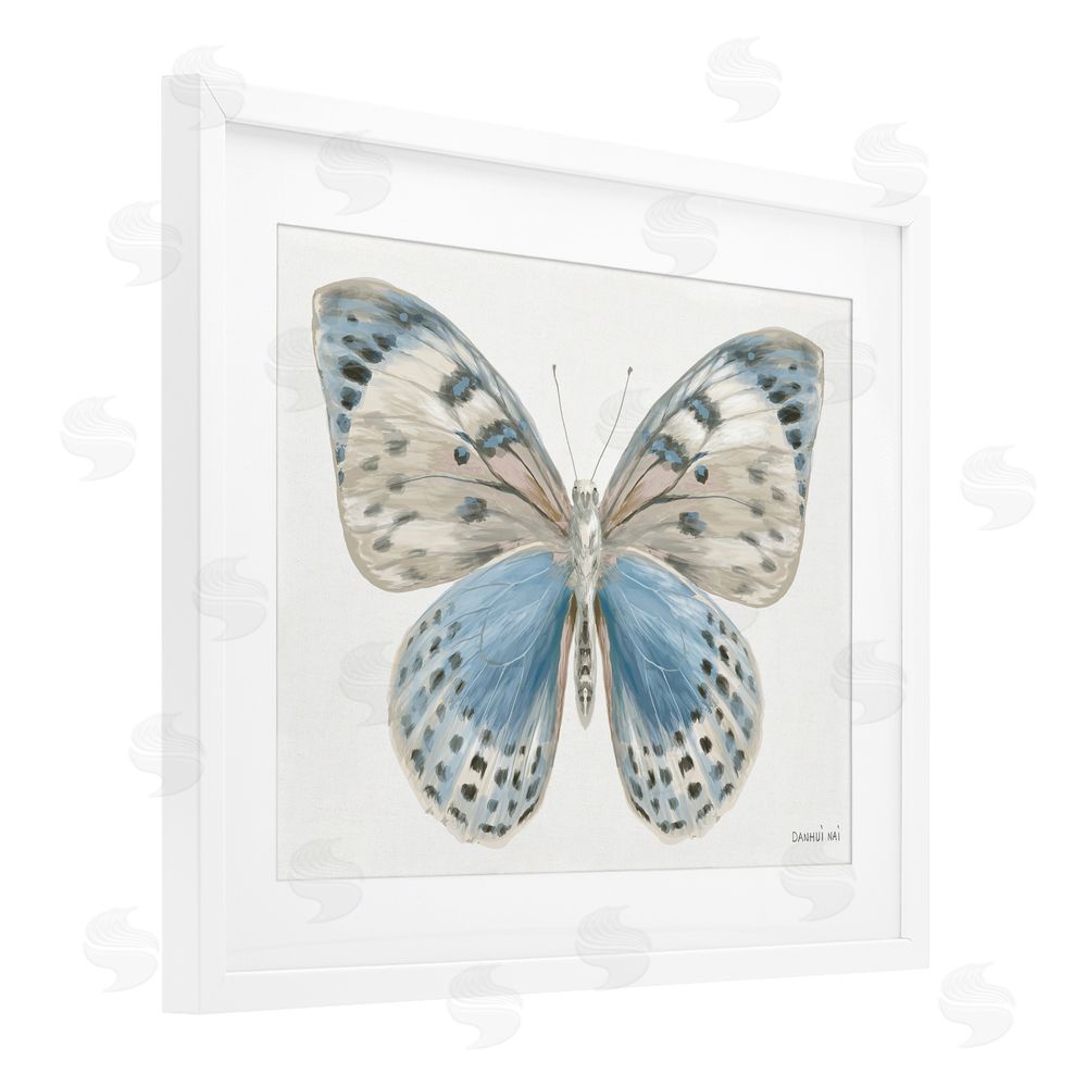 Danhui Nai Blue & White Butterfly White Framed Print Under Glass Art