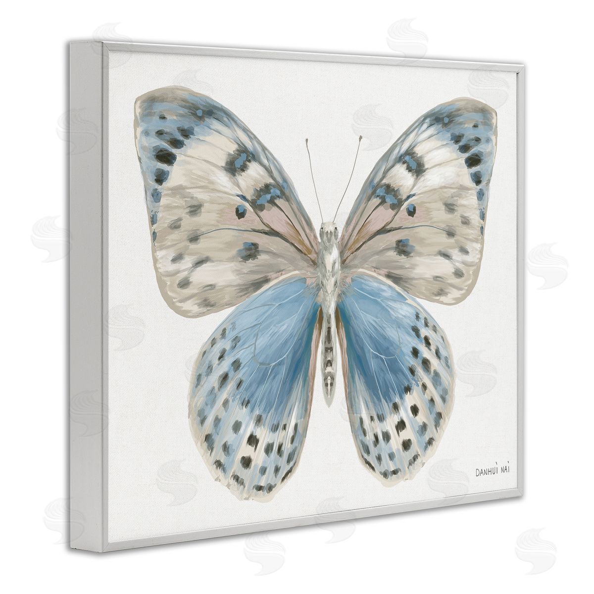 Danhui Nai Blue & White Butterfly White Frame Giclee Art Print
