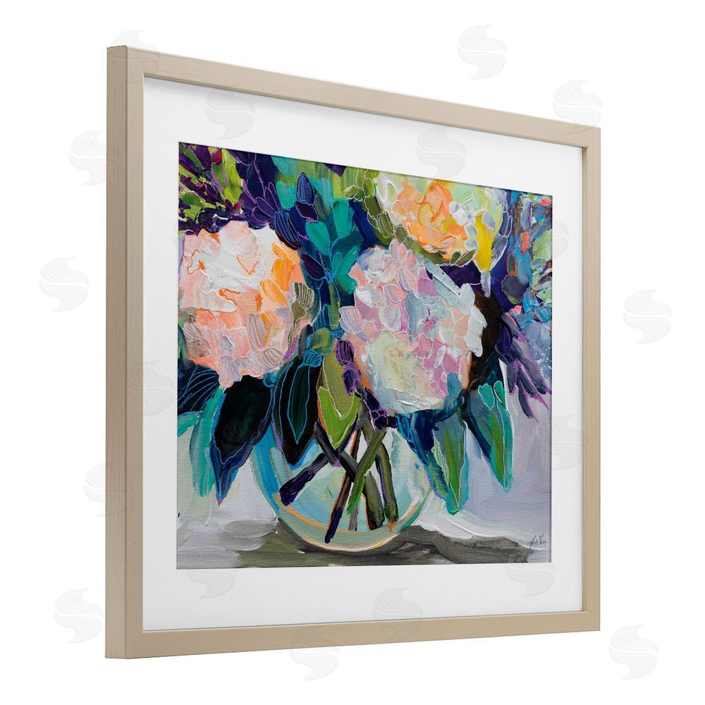 Jeanette Vertentes Late Summer Hydrangeas Birch Framed Print Under Glass Art