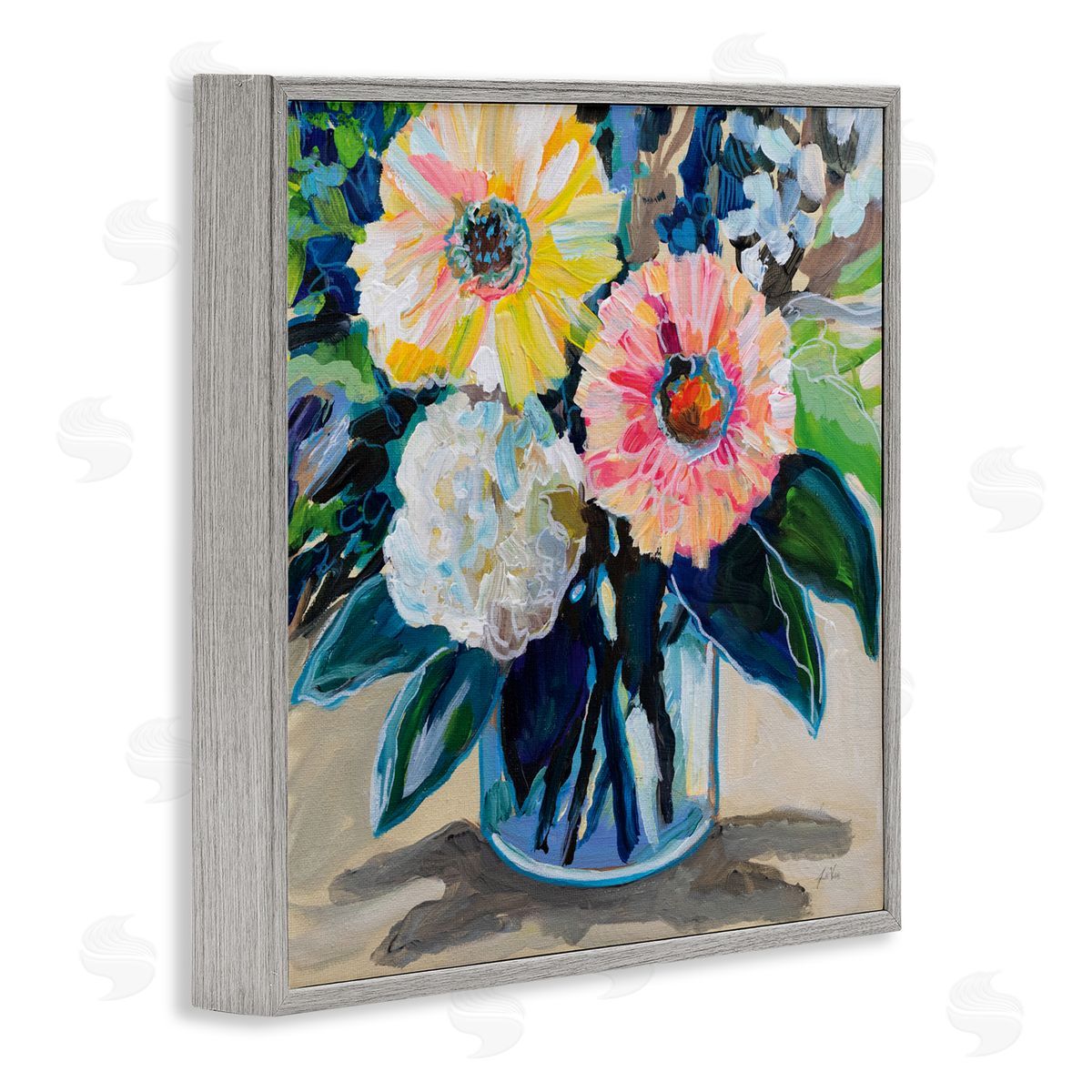 Jeanette Vertentes My Treasure Bouquet Gray Framed Giclee Art Print