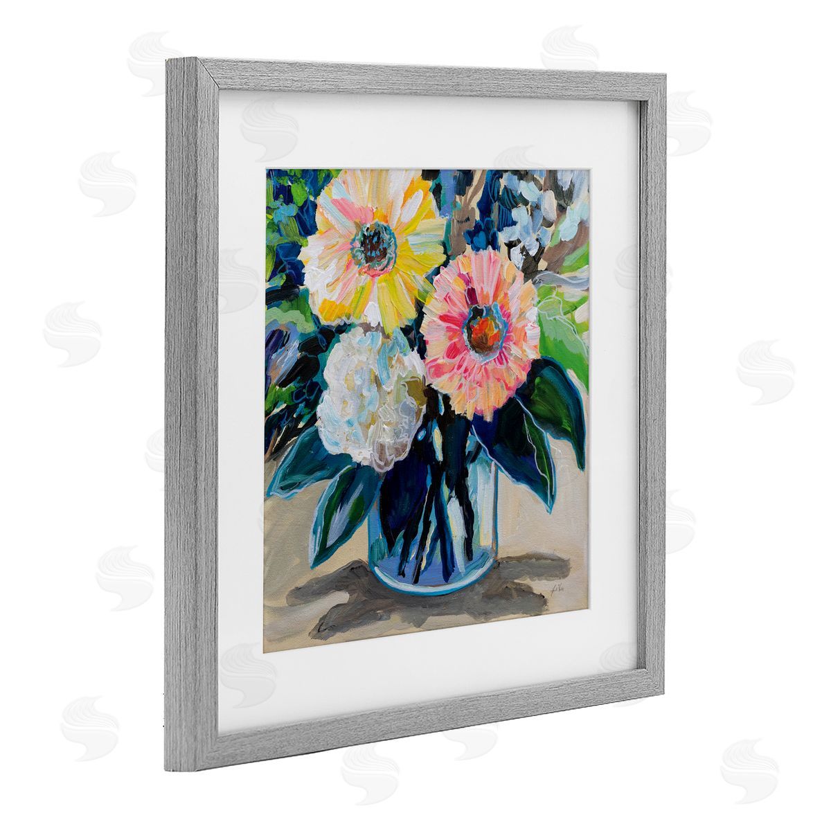 Jeanette Vertentes My Treasure Bouquet Gray Framed Print Under Glass Art